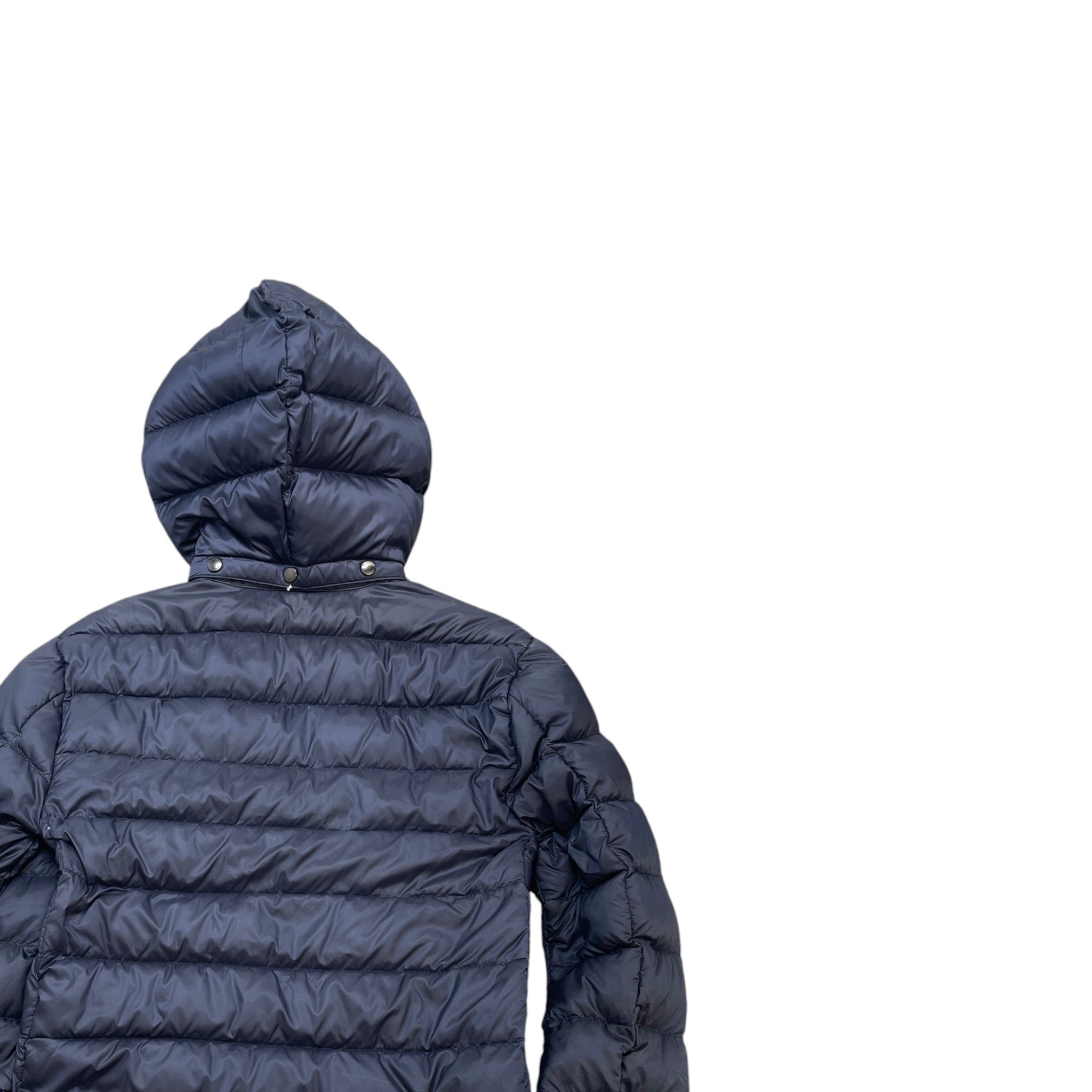 Men's Check Print Hood Down Jacket Navy Size S