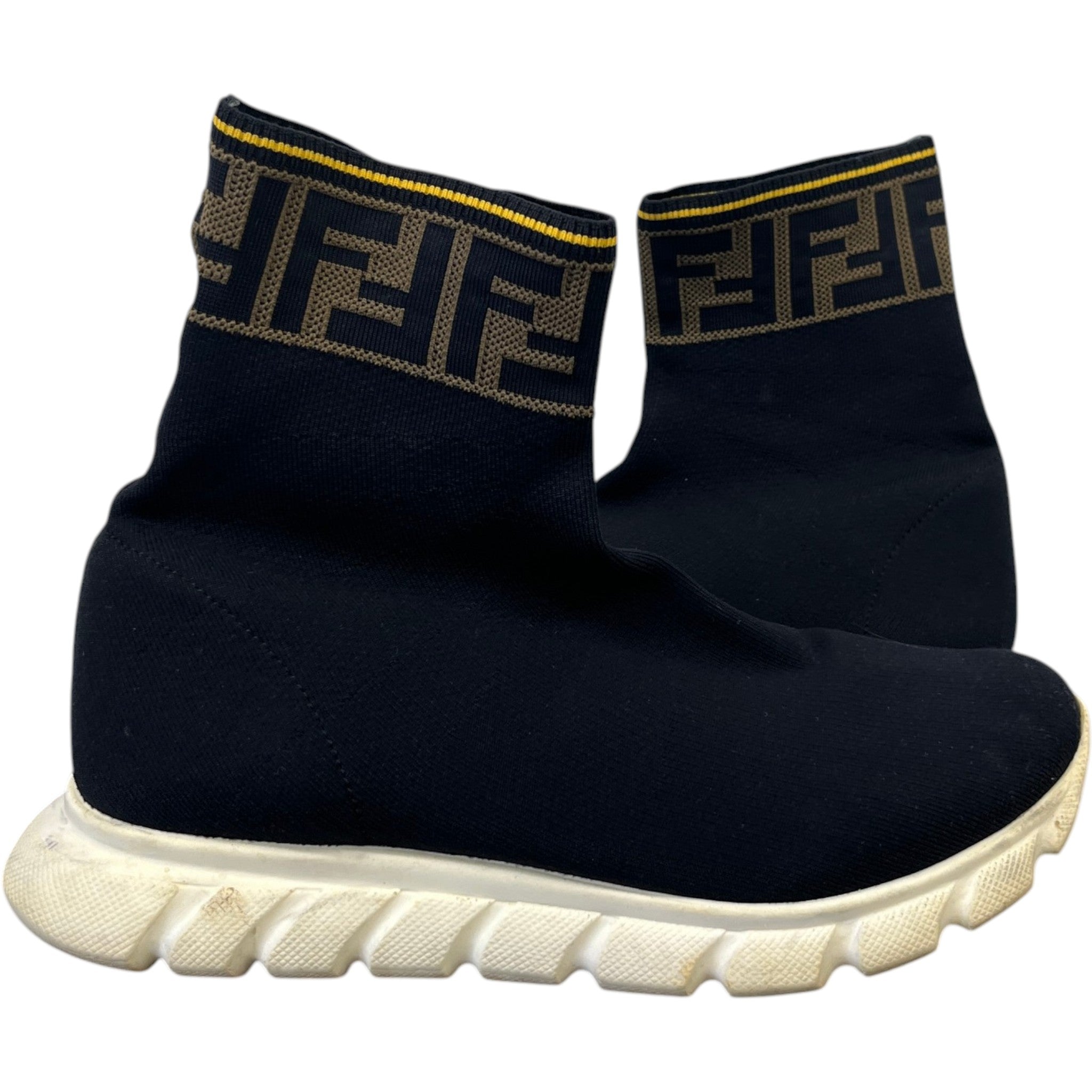 Women's Ff Monogram Sock High Trainers Black Size EU 36 / UK 3