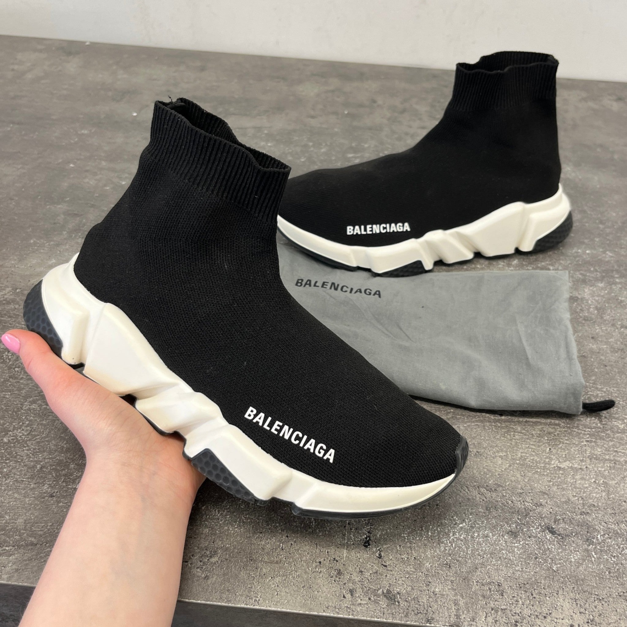 Women's Sock Runners High Trainers Black Size EU 38 / UK 5