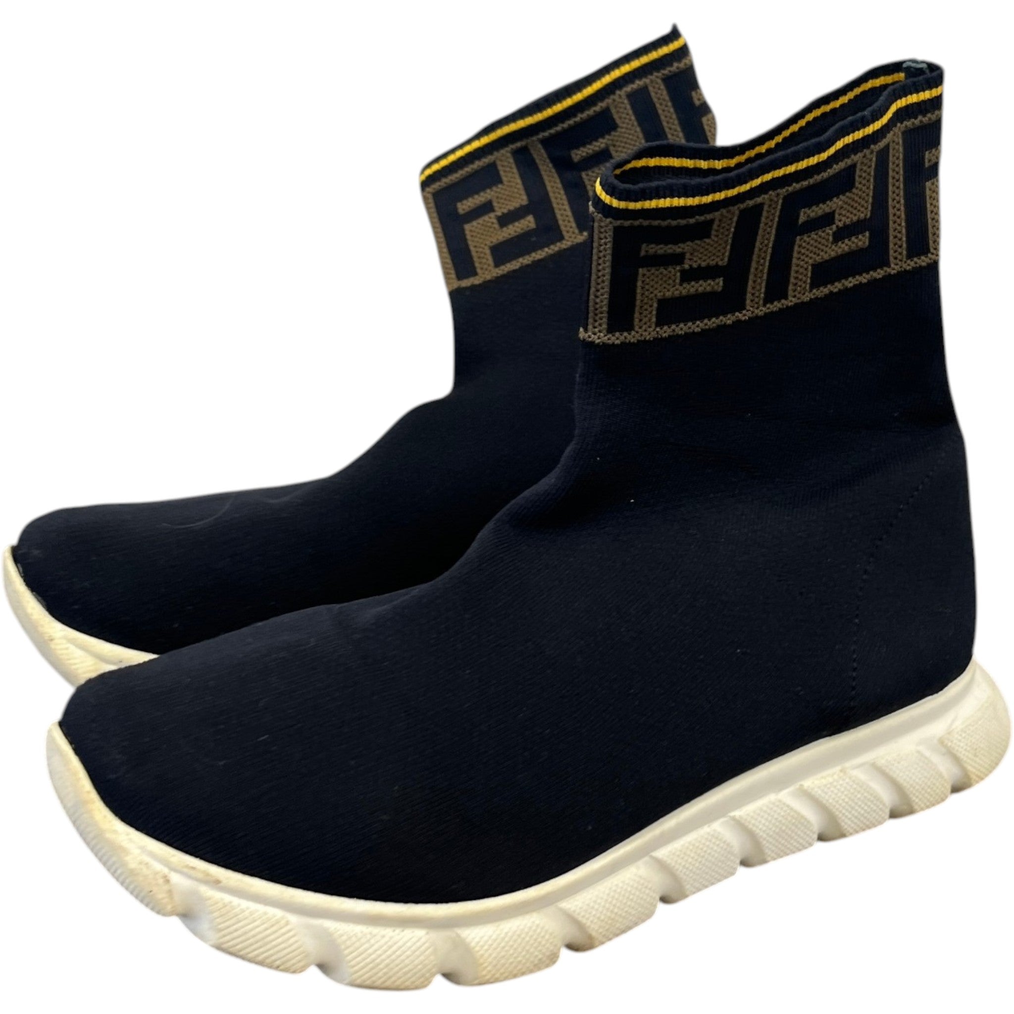 Women's Ff Monogram Sock High Trainers Black Size EU 36 / UK 3