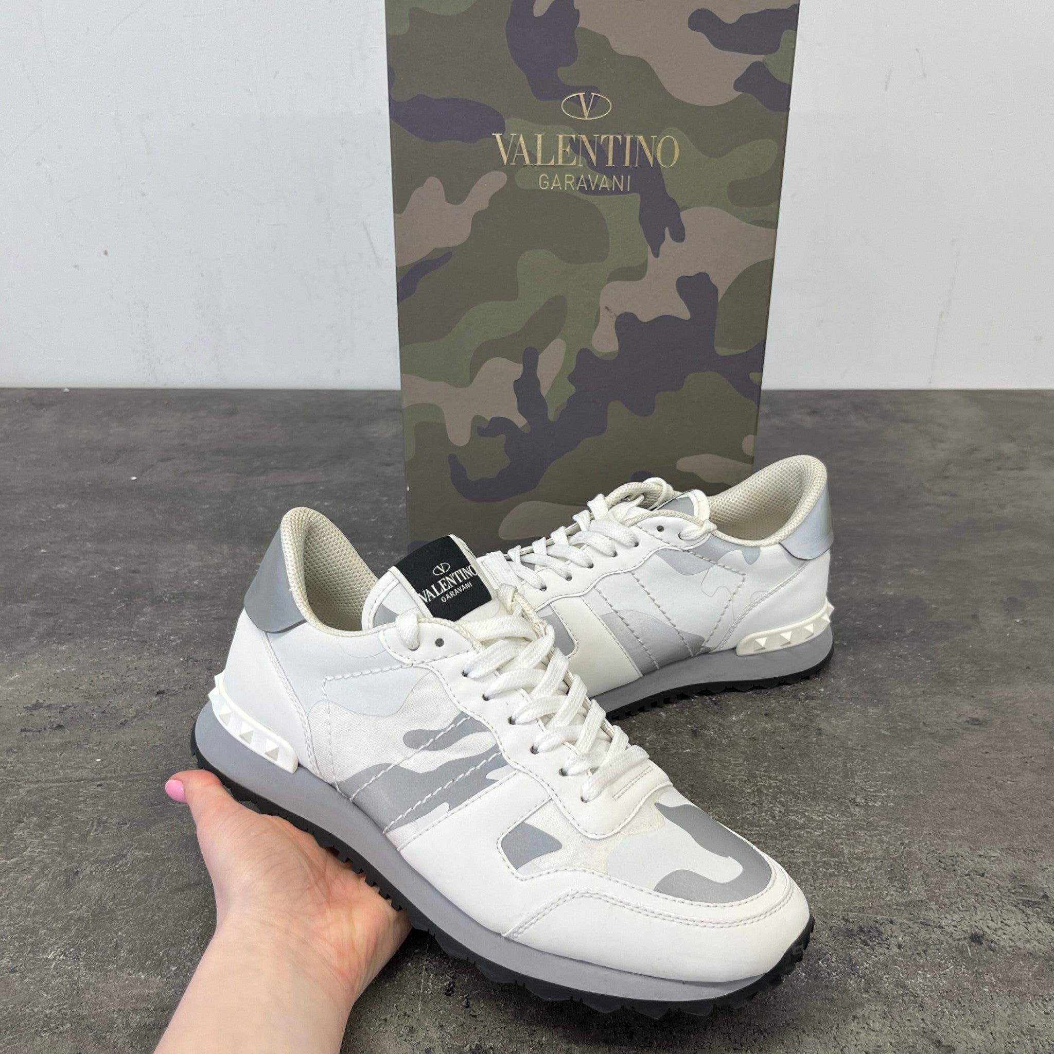 Men's Camouflage Rockrunner Low Trainers White Size EU 40 / UK 6