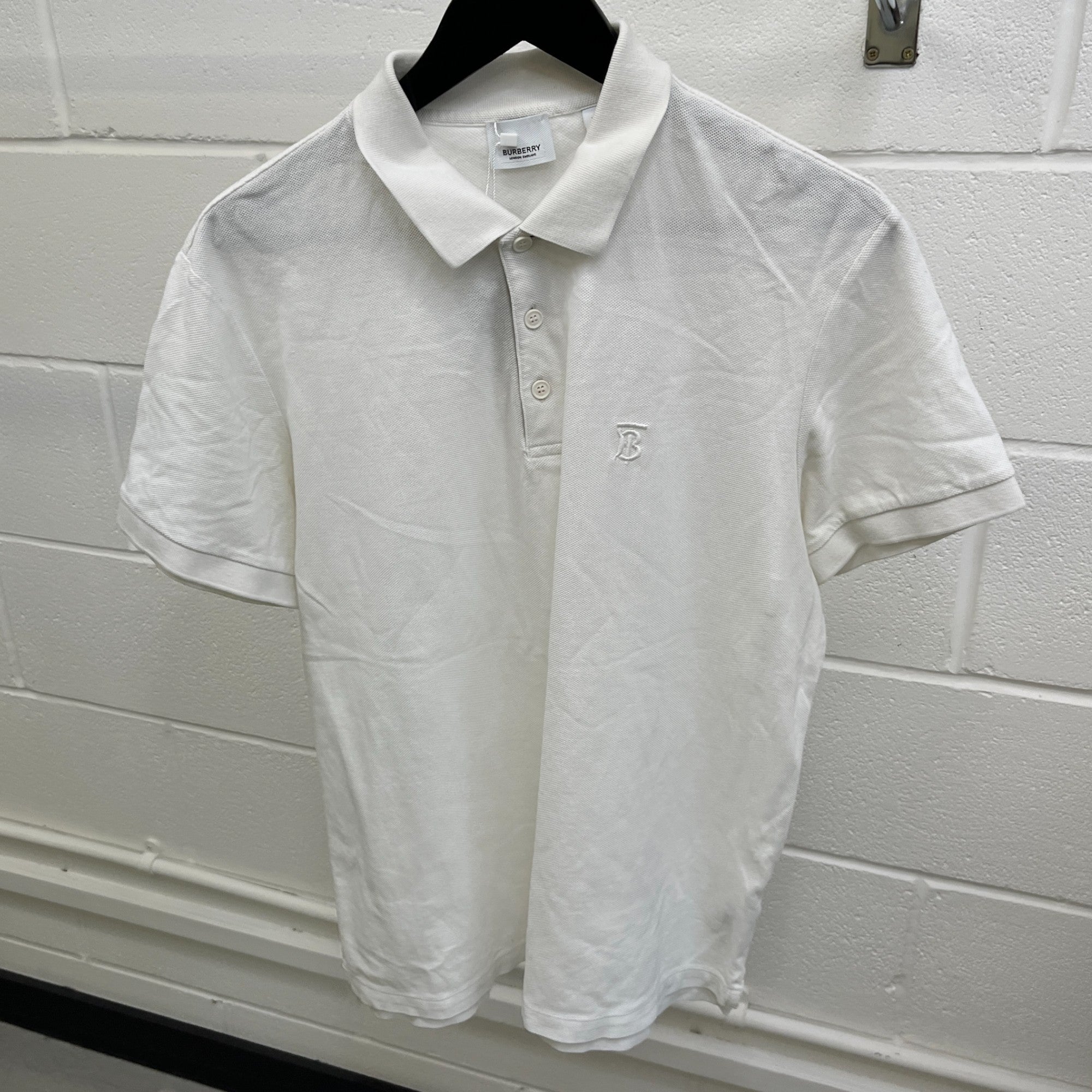 Men's Tb Embroidered Logo Polo Shirt White Size XL