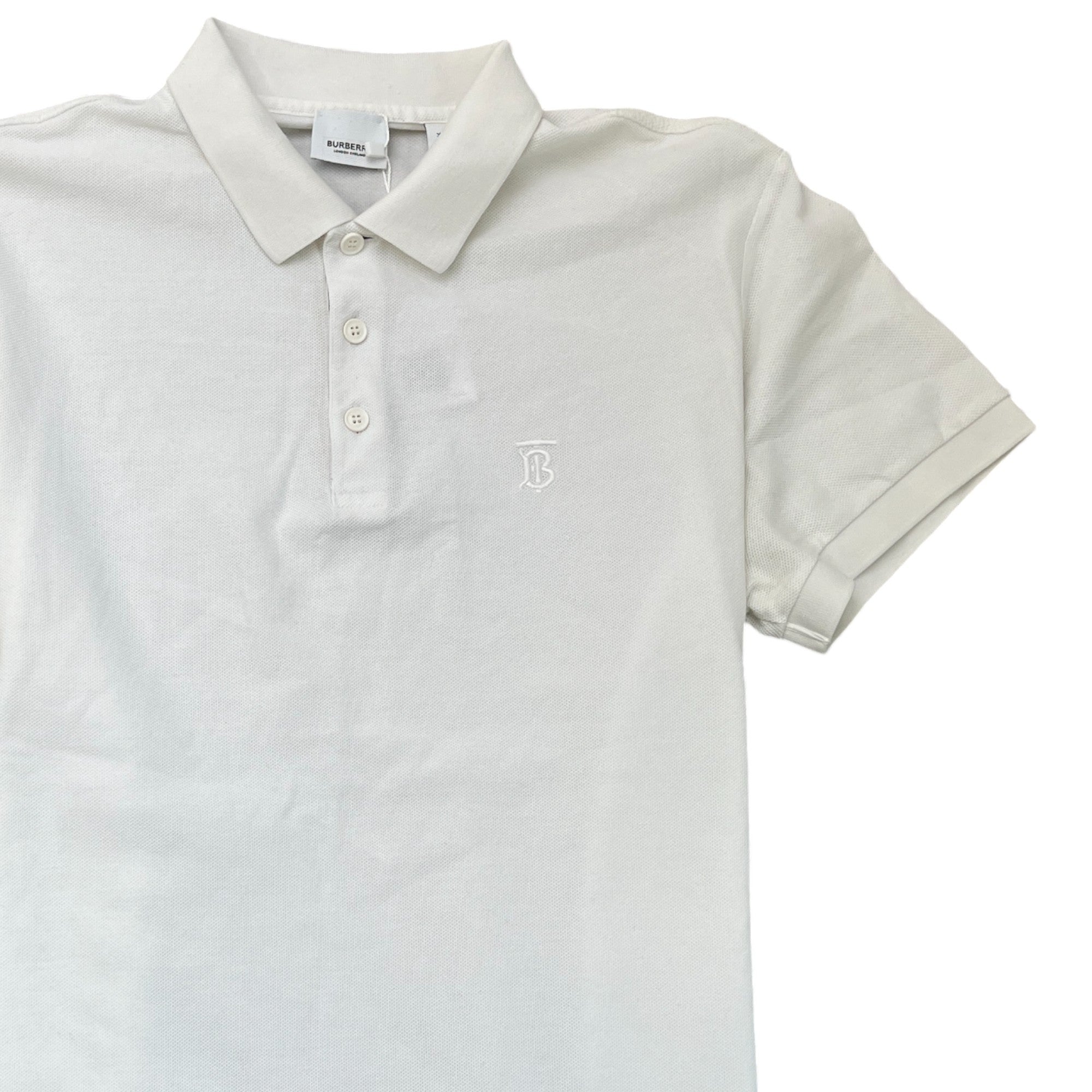 Men's Tb Embroidered Logo Polo Shirt White Size XL