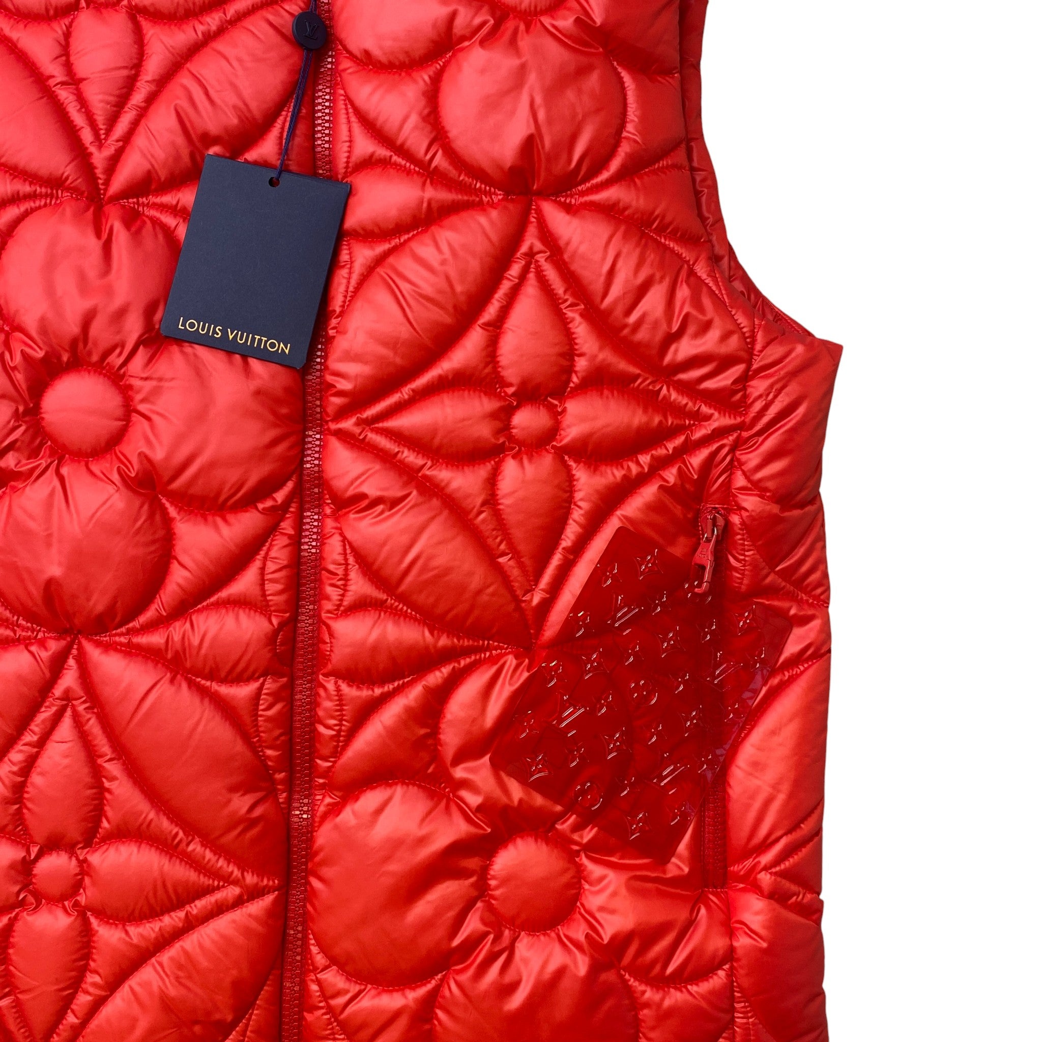 Men's Lvse Padded Monogram Flower Gilet Red Size IT 44 / XS