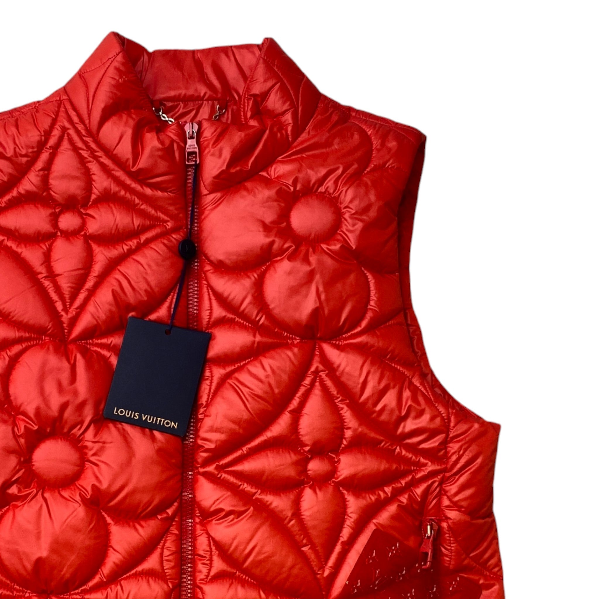 Men's Lvse Padded Monogram Flower Gilet Red Size IT 44 / XS
