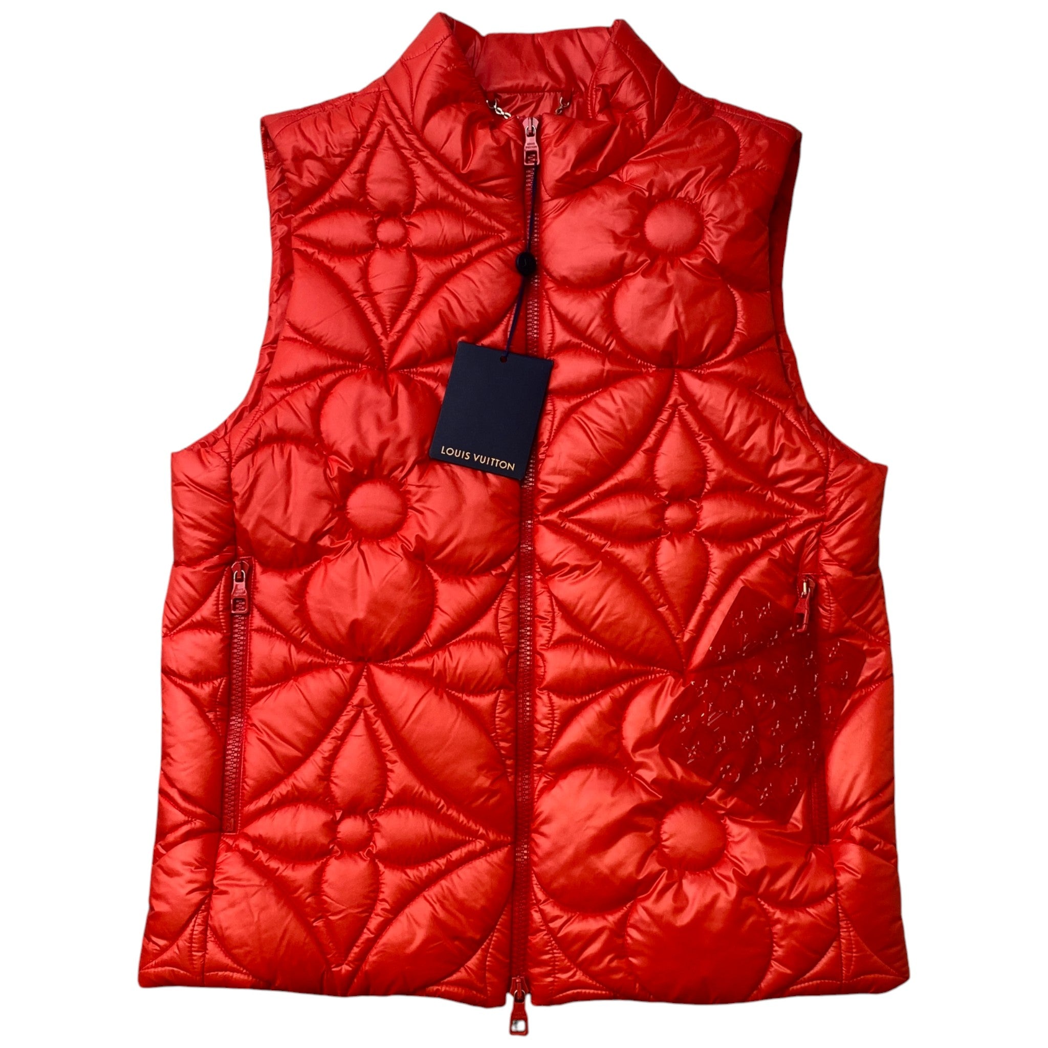Men's Lvse Padded Monogram Flower Gilet Red Size IT 44 / XS