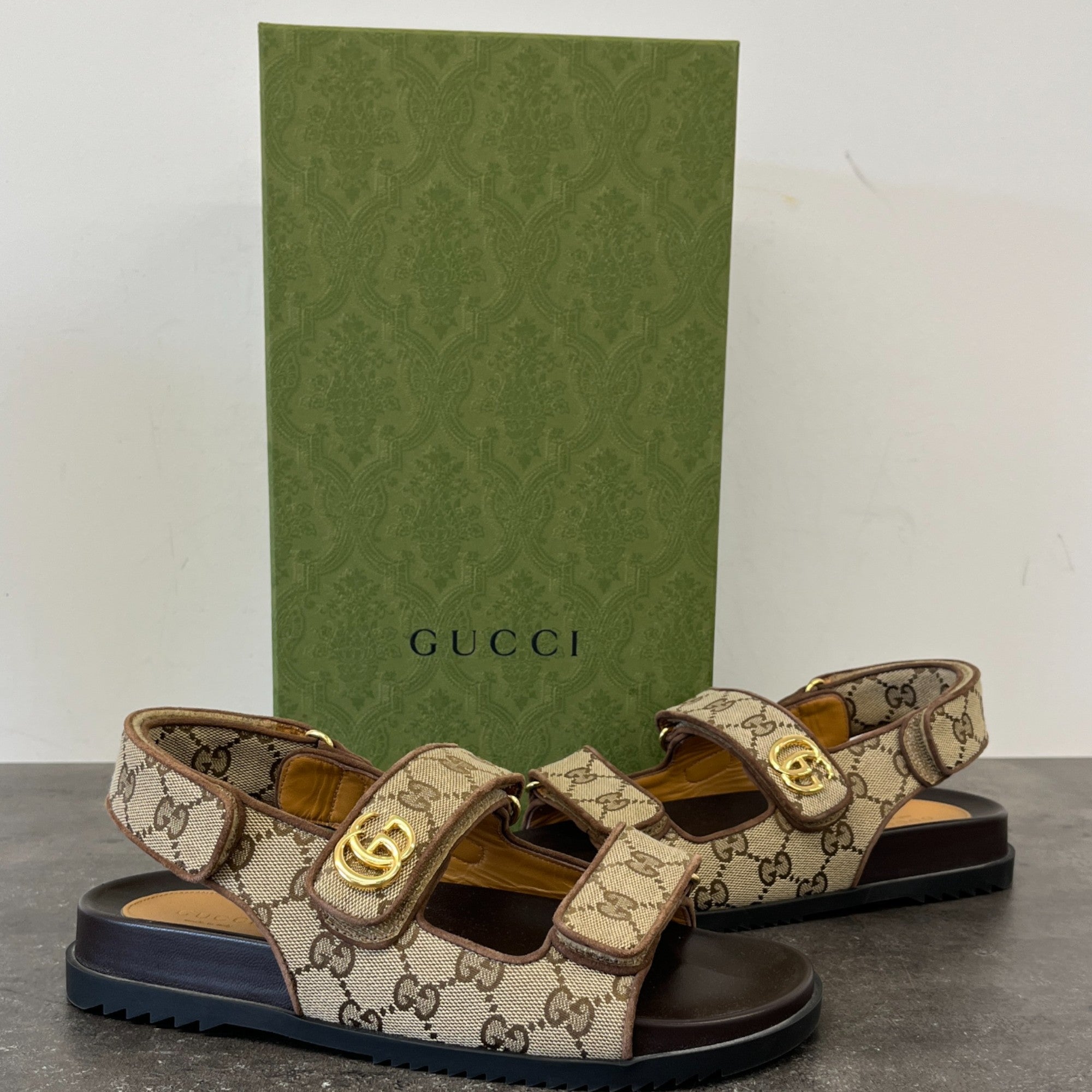 Women's Gg Supreme Double Strap Sandals Brown Size EU 38.5 / UK 5.5