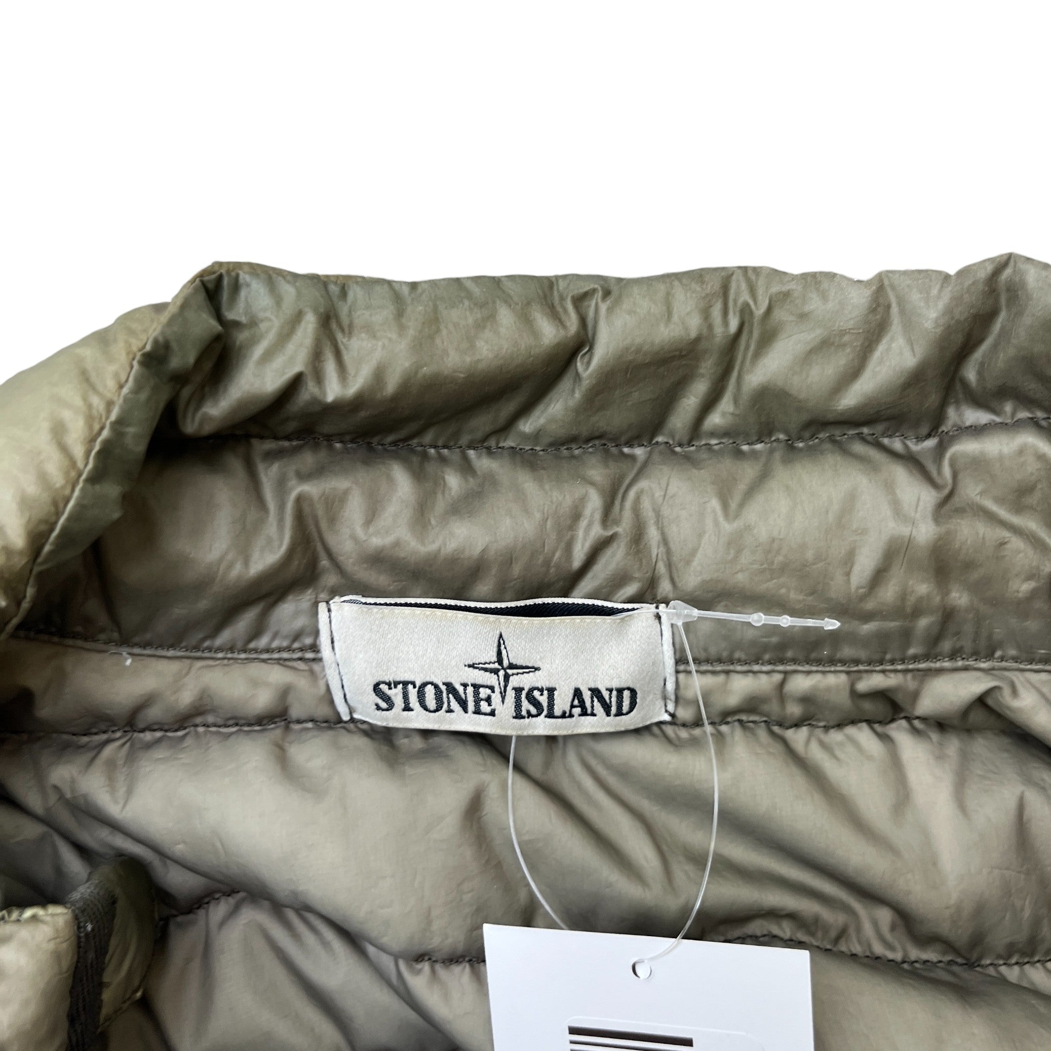 Men's Applique Logo Down Jacket Khaki Size M