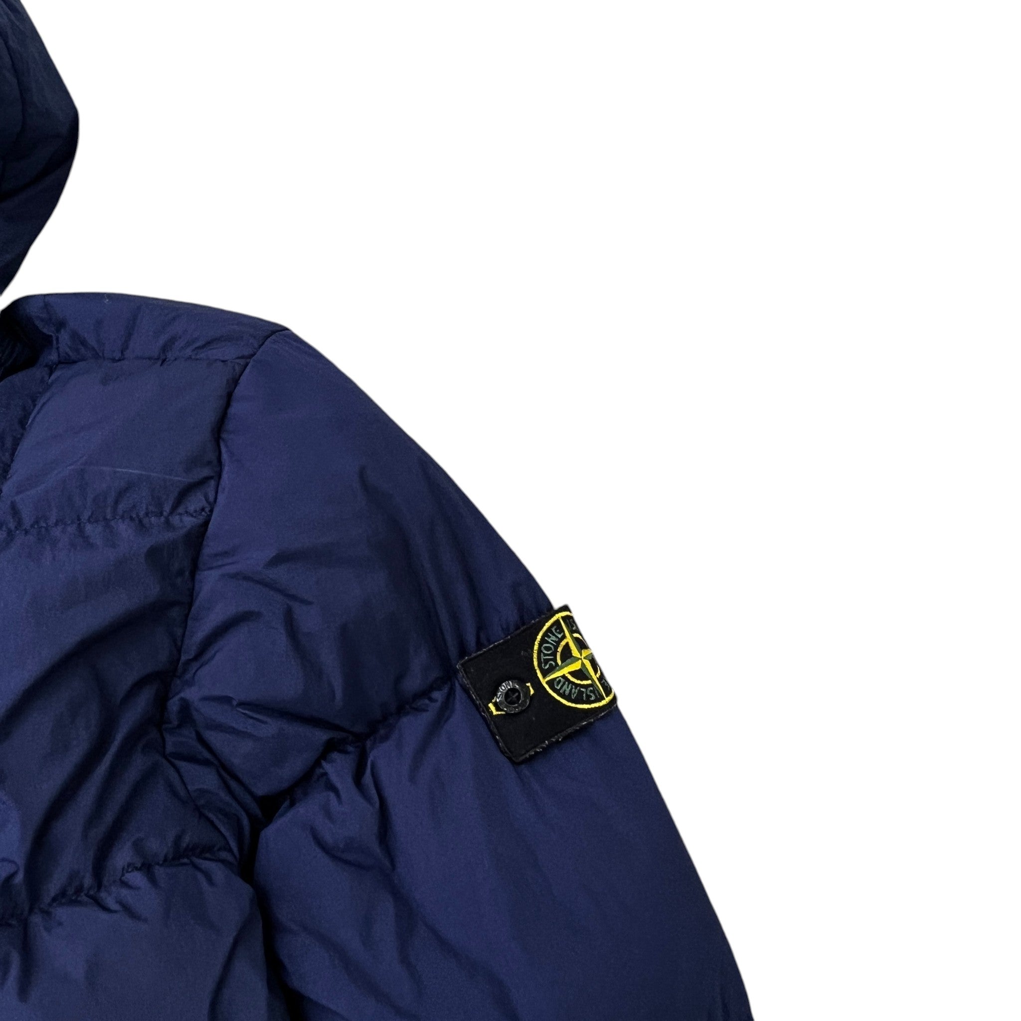 Men's Garment Dyed Crinkle Reps Applique Logo Down Jacket Navy Size L