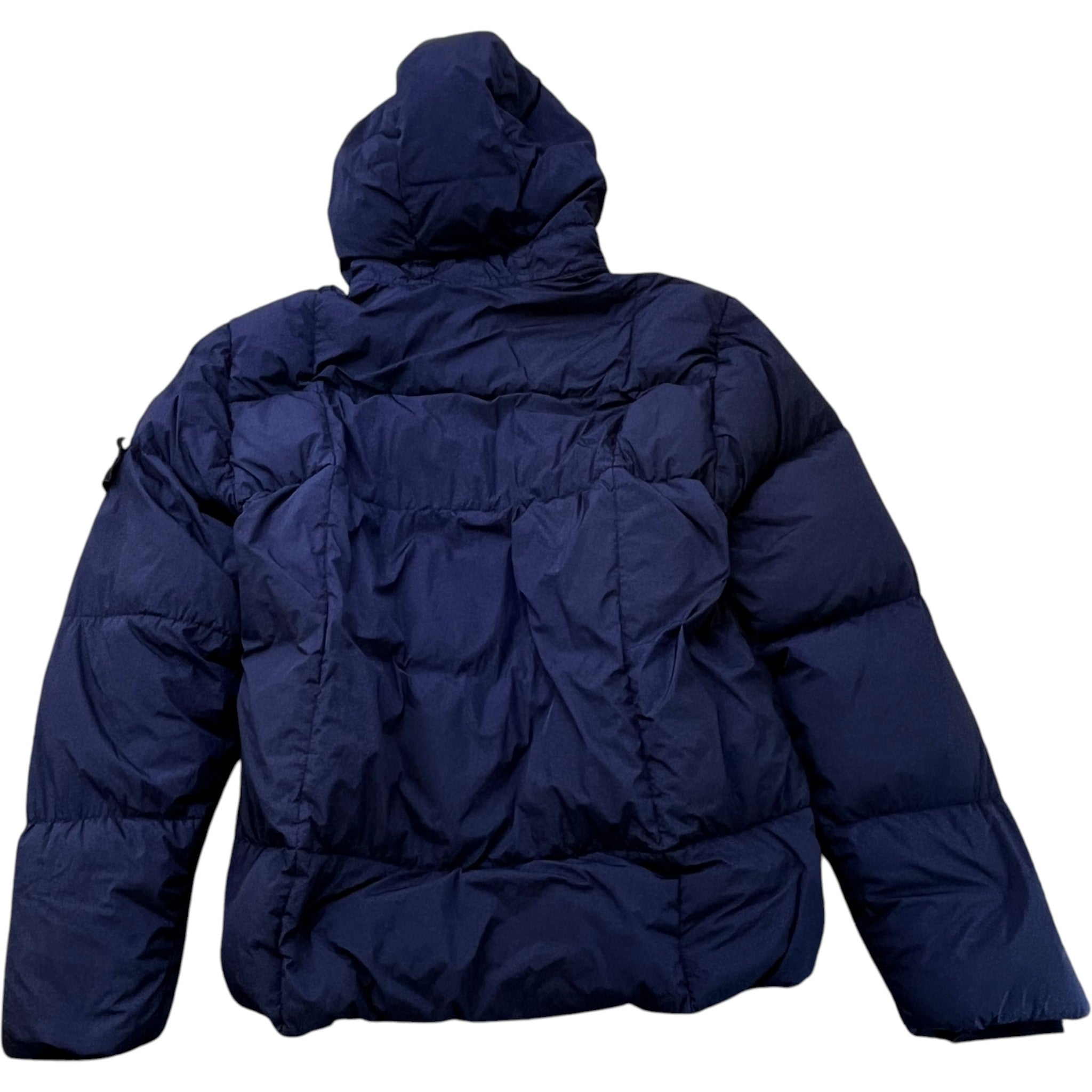 Men's Garment Dyed Crinkle Reps Applique Logo Down Jacket Navy Size L