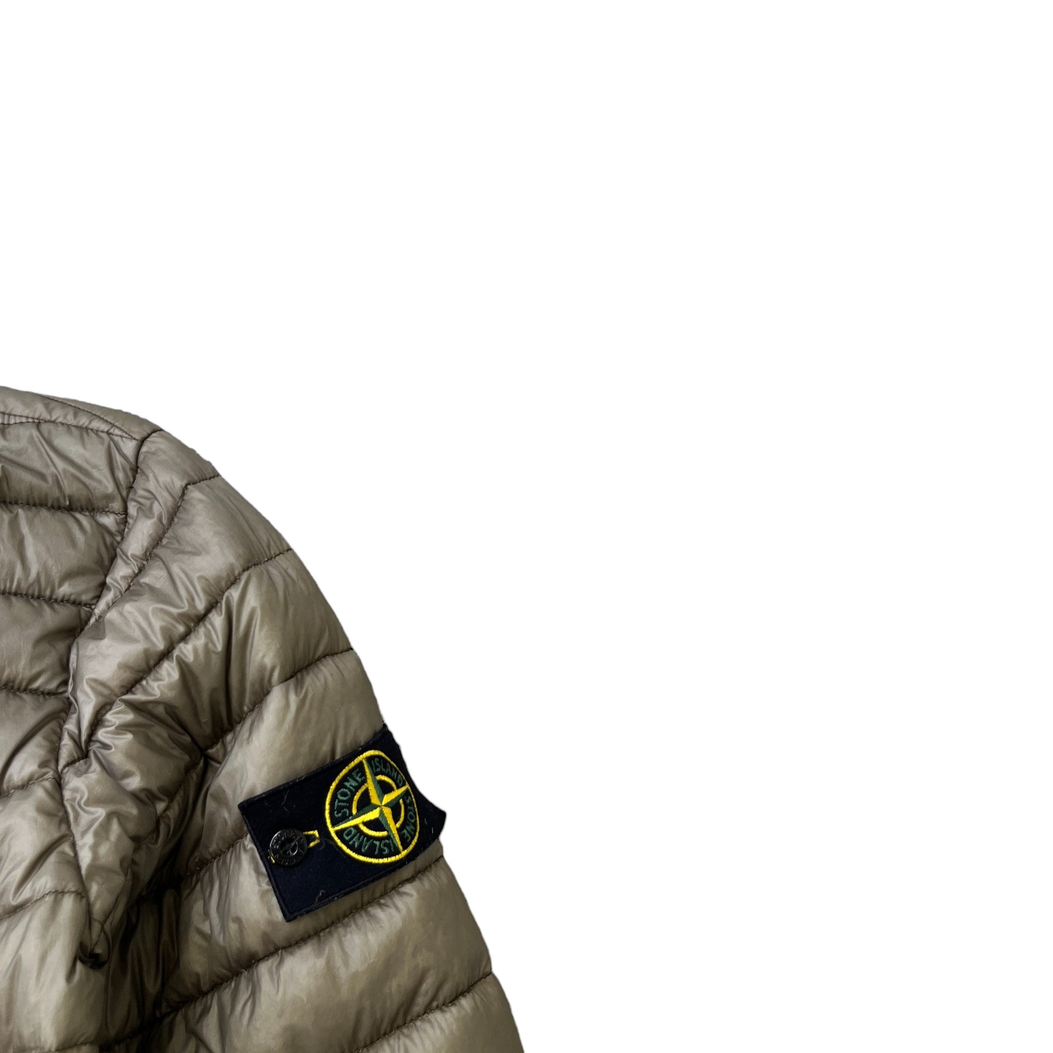 Men's Applique Logo Down Jacket Khaki Size M