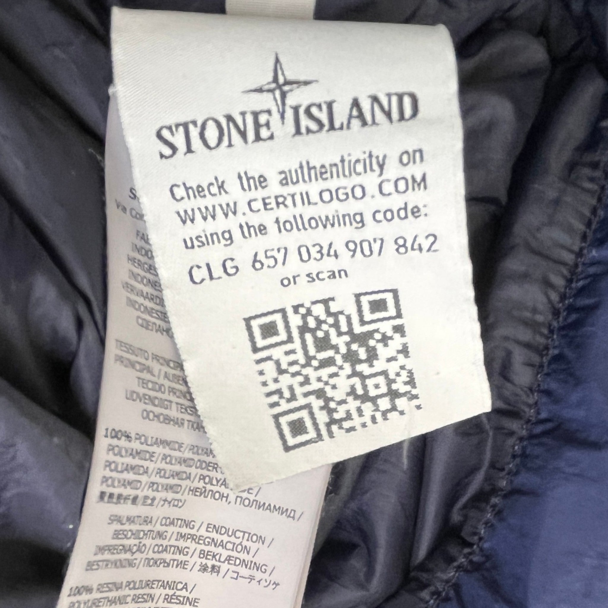 Men's Garment Dyed Crinkle Reps Applique Logo Down Jacket Navy Size L