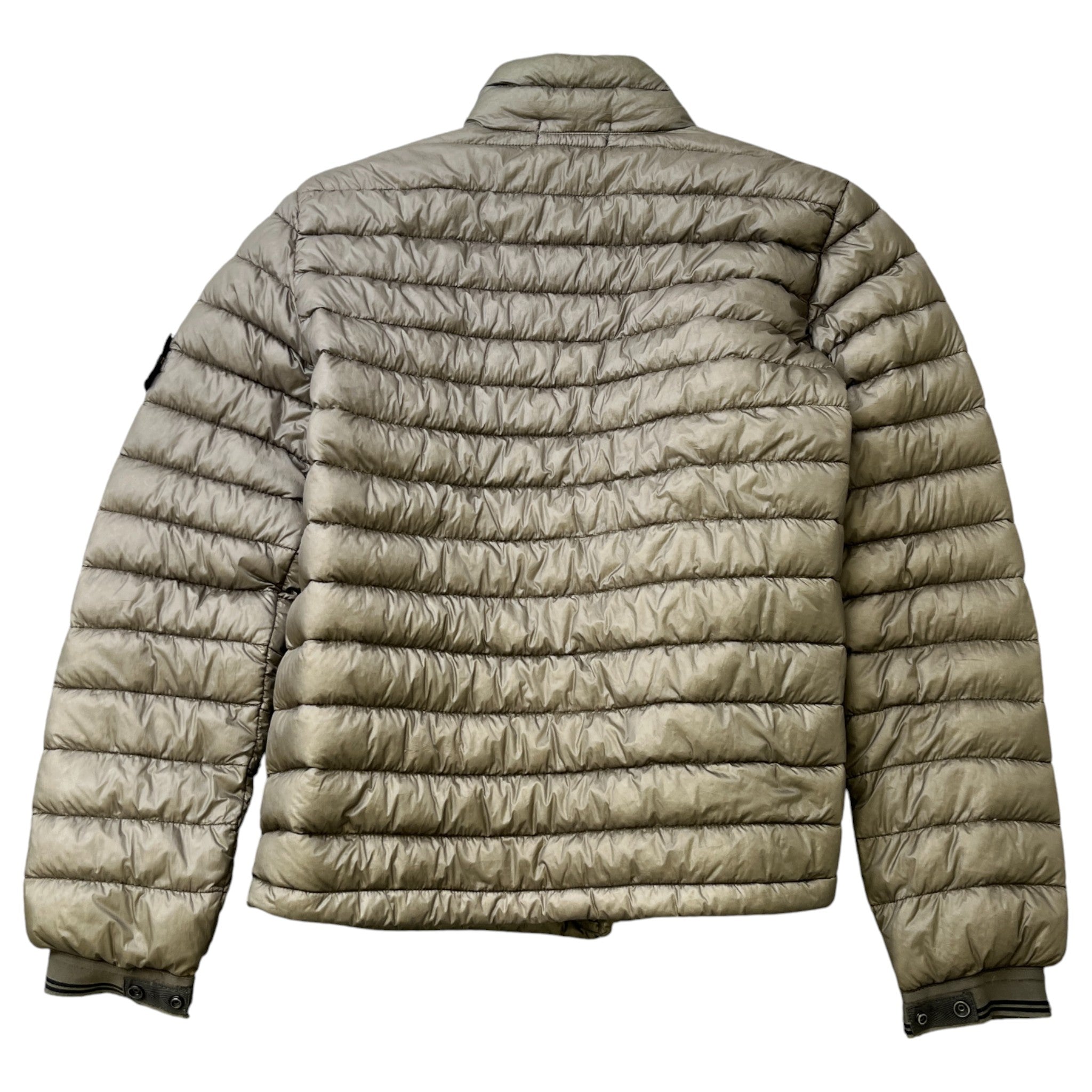 Men's Applique Logo Down Jacket Khaki Size M