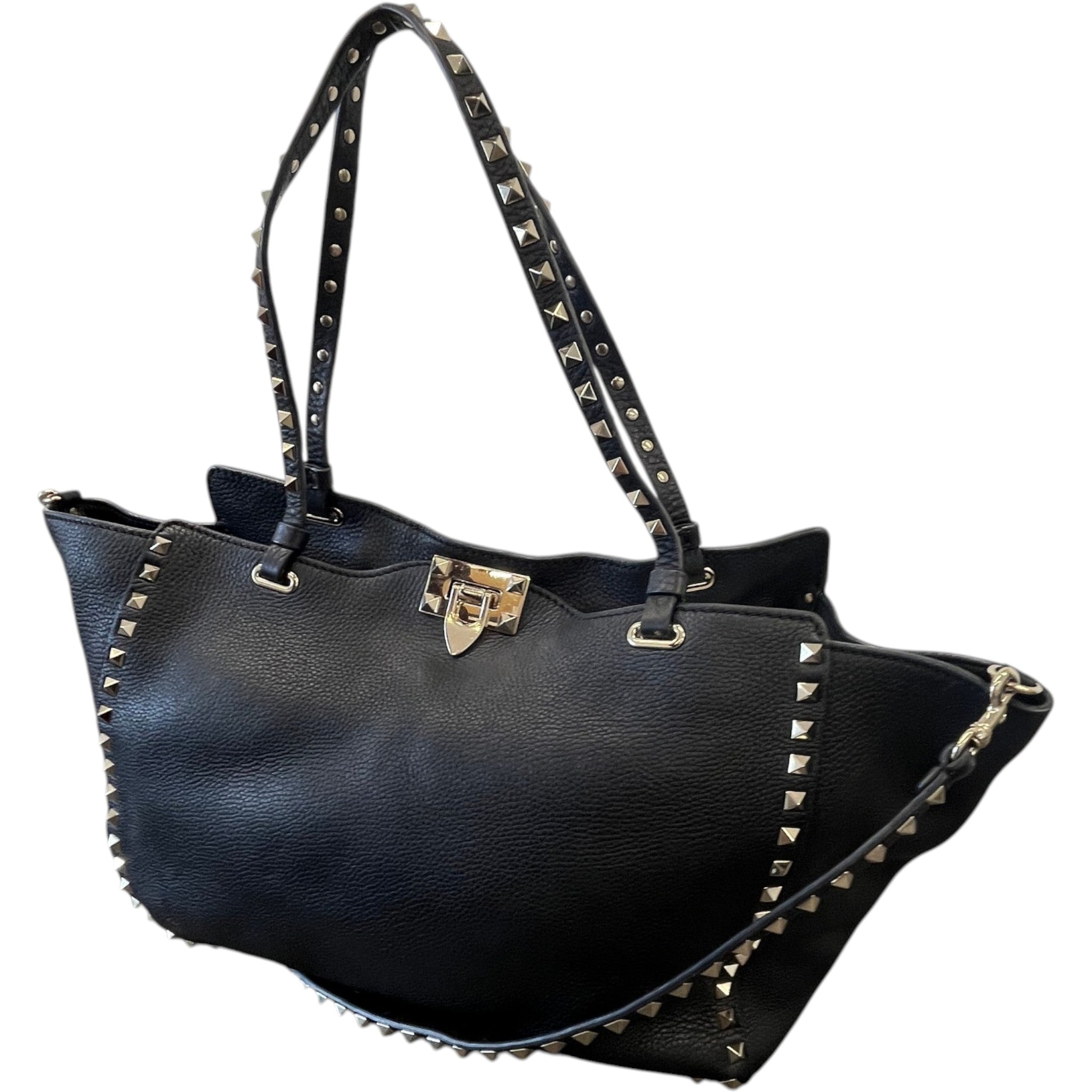 Women's Rockstud Medium Tote Bag Black