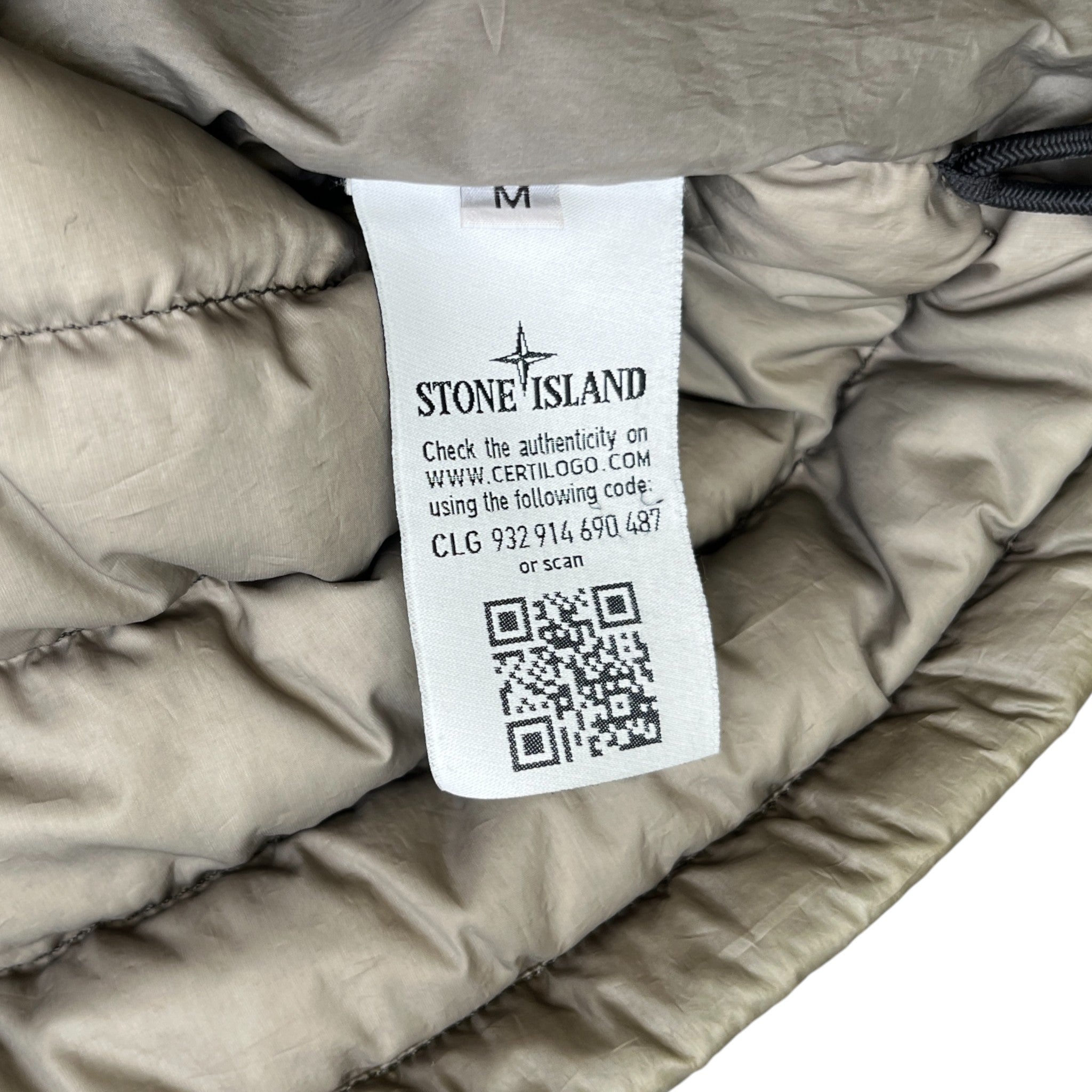 Men's Applique Logo Down Jacket Khaki Size M