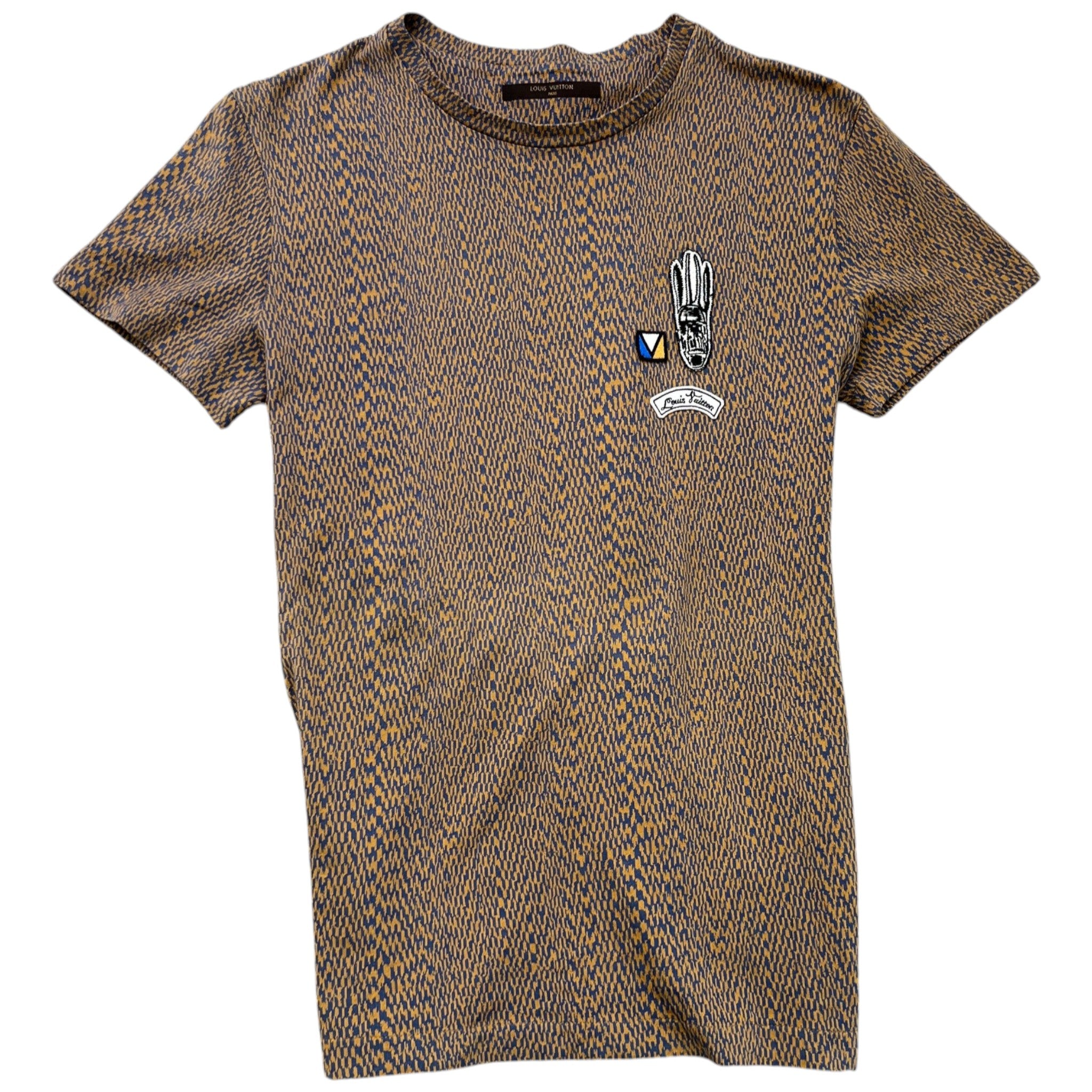 Men's Embroidered Patches T-Shirt Brown Size S