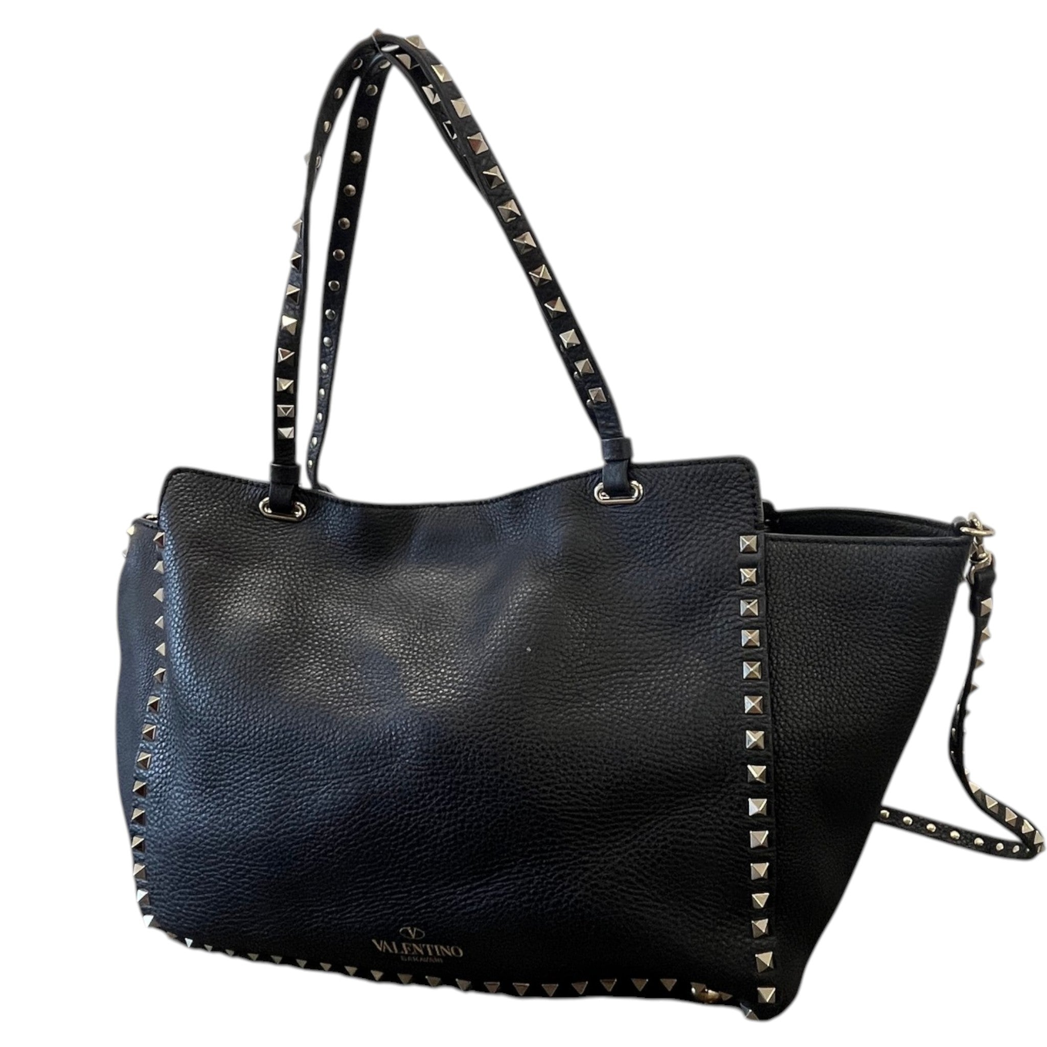 Women's Rockstud Medium Tote Bag Black