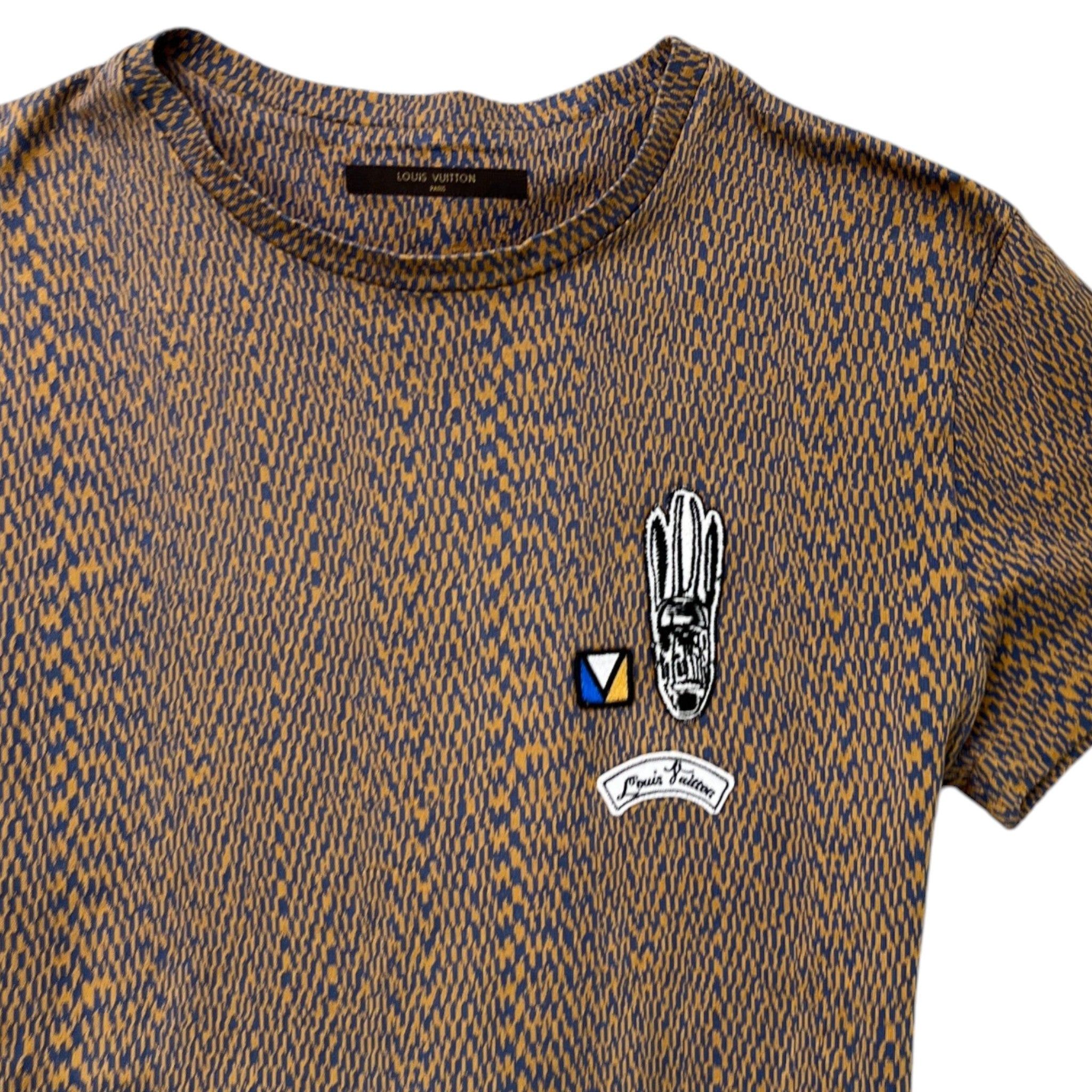 Men's Embroidered Patches T-Shirt Brown Size S