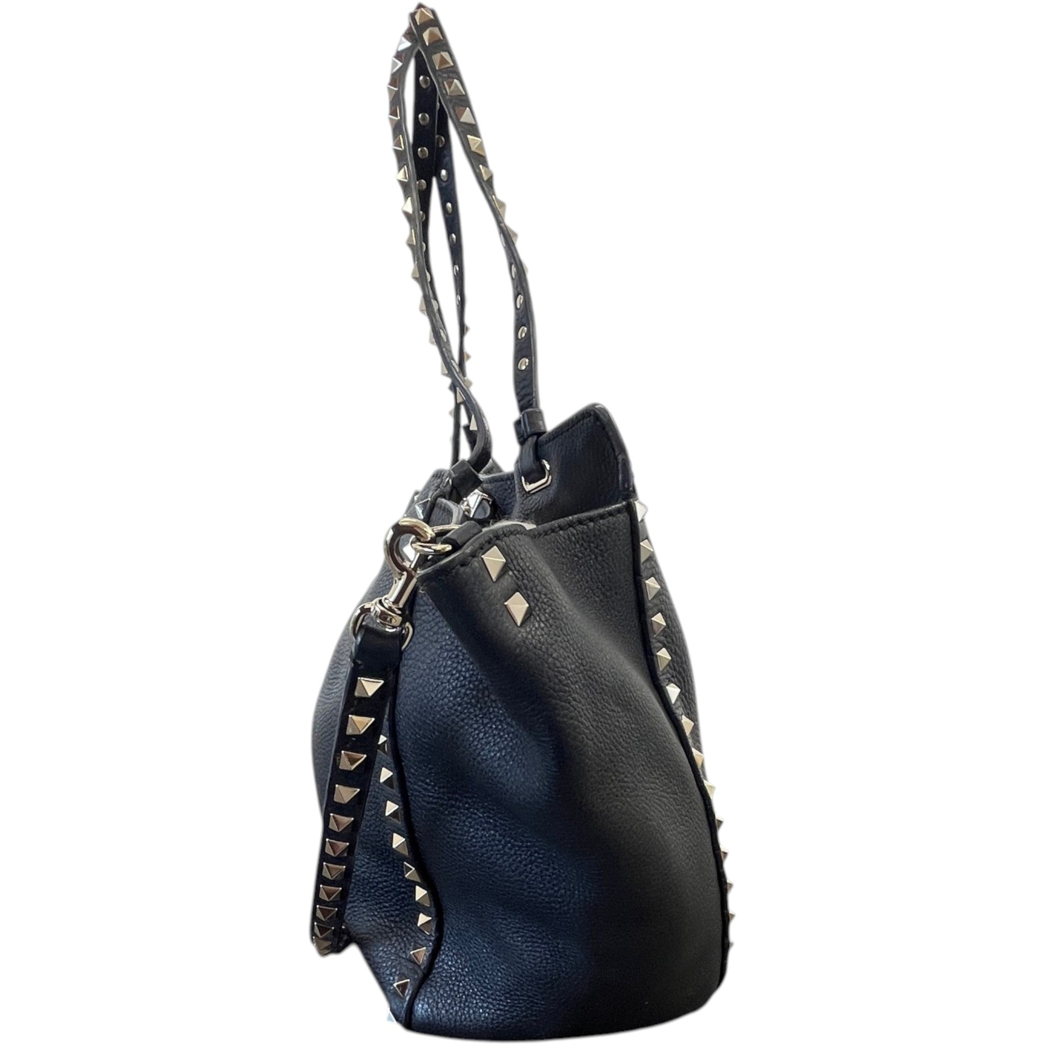 Women's Rockstud Medium Tote Bag Black