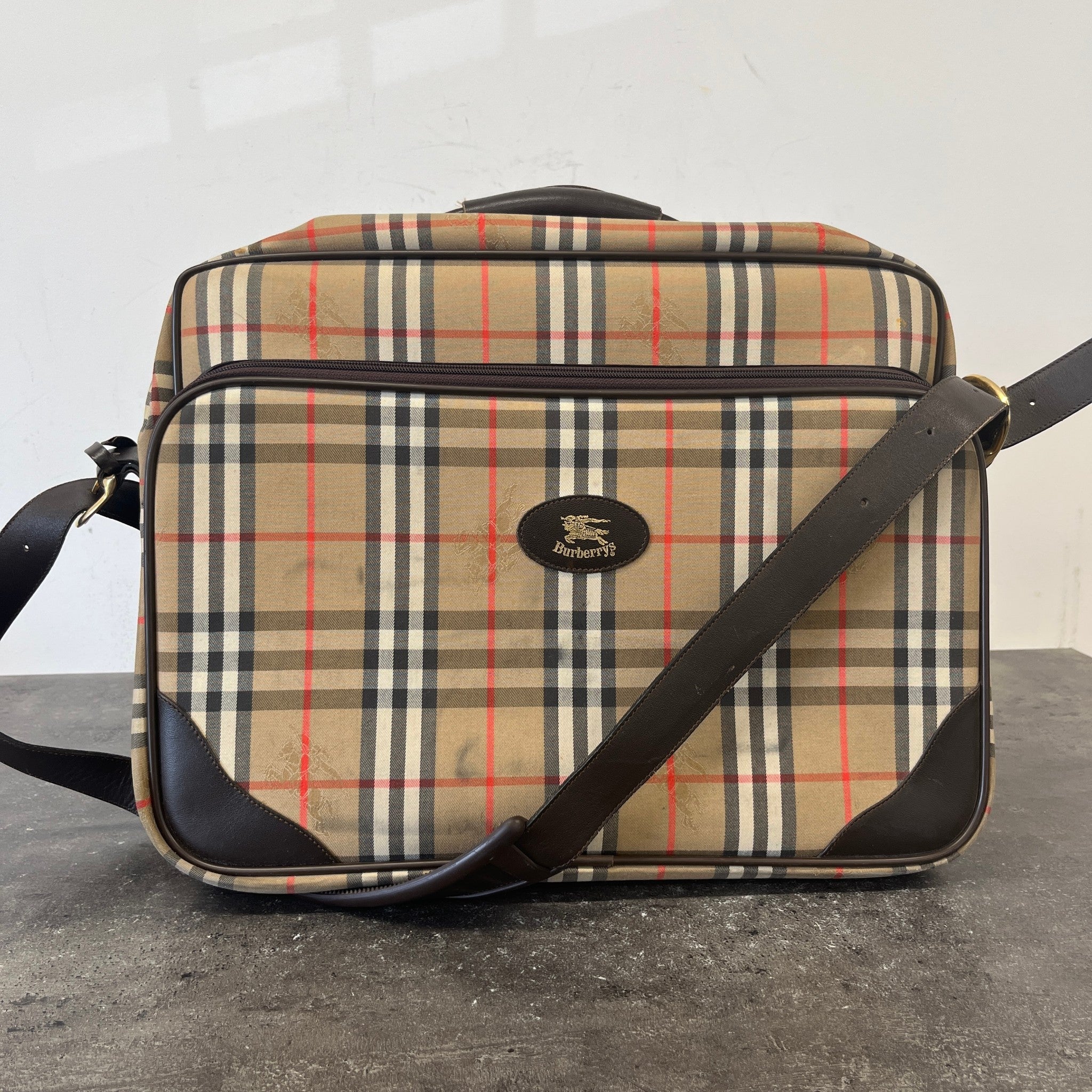Women's Vintage Check Travel Bag Beige