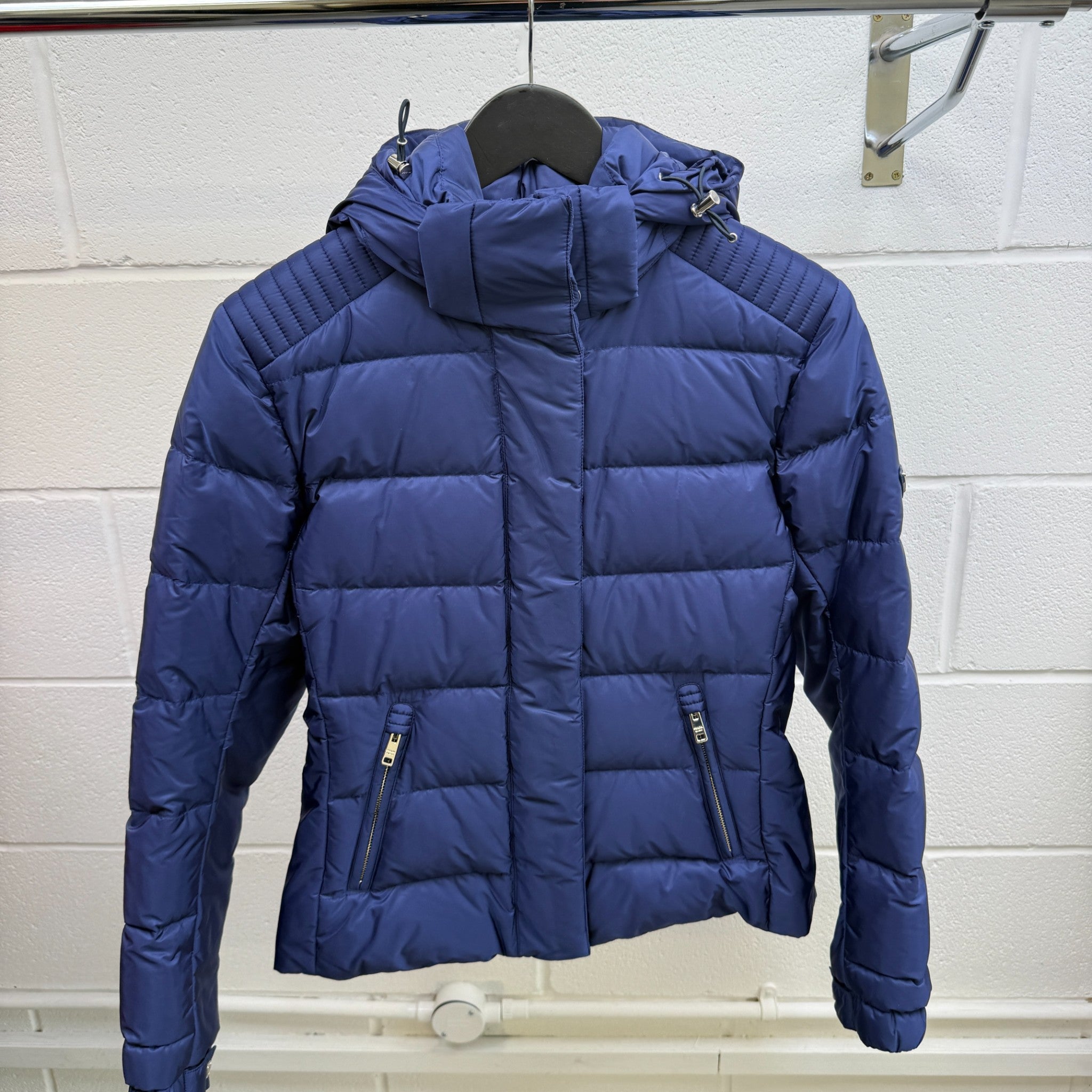 Women's Plaque Logo Down Jacket Blue Size 44 / UK 12
