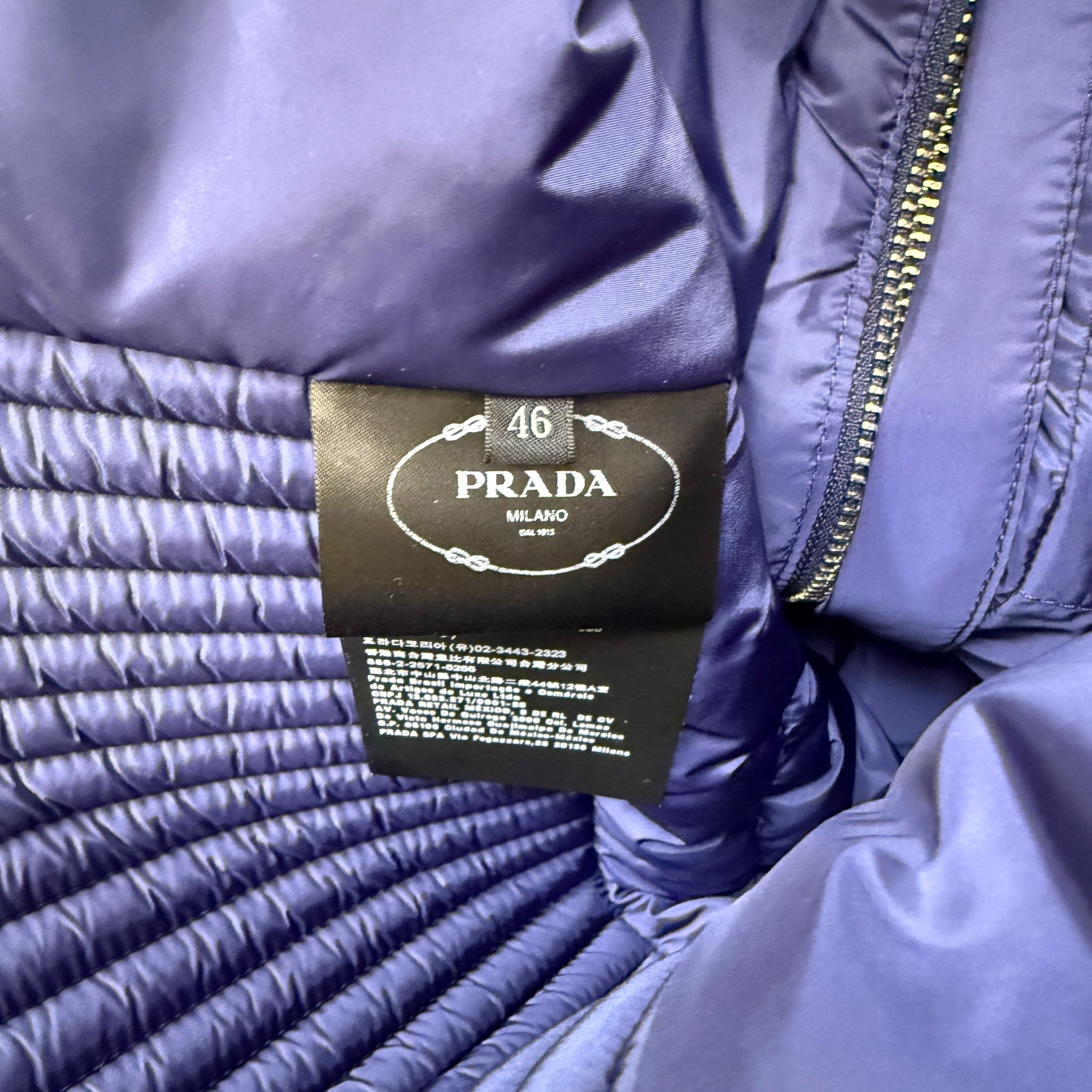 Women's Plaque Logo Down Jacket Blue Size 44 / UK 12