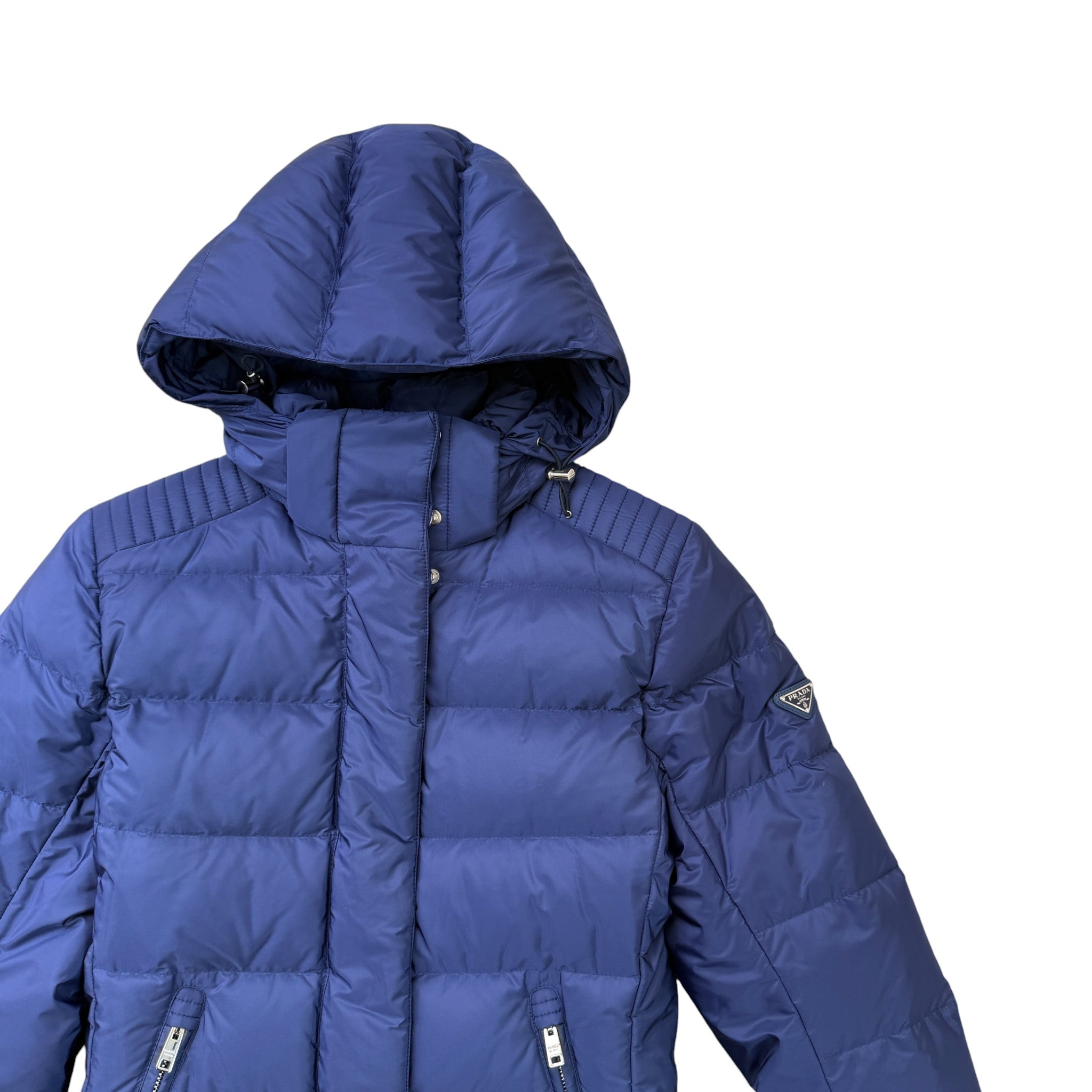 Women's Plaque Logo Down Jacket Blue Size 44 / UK 12