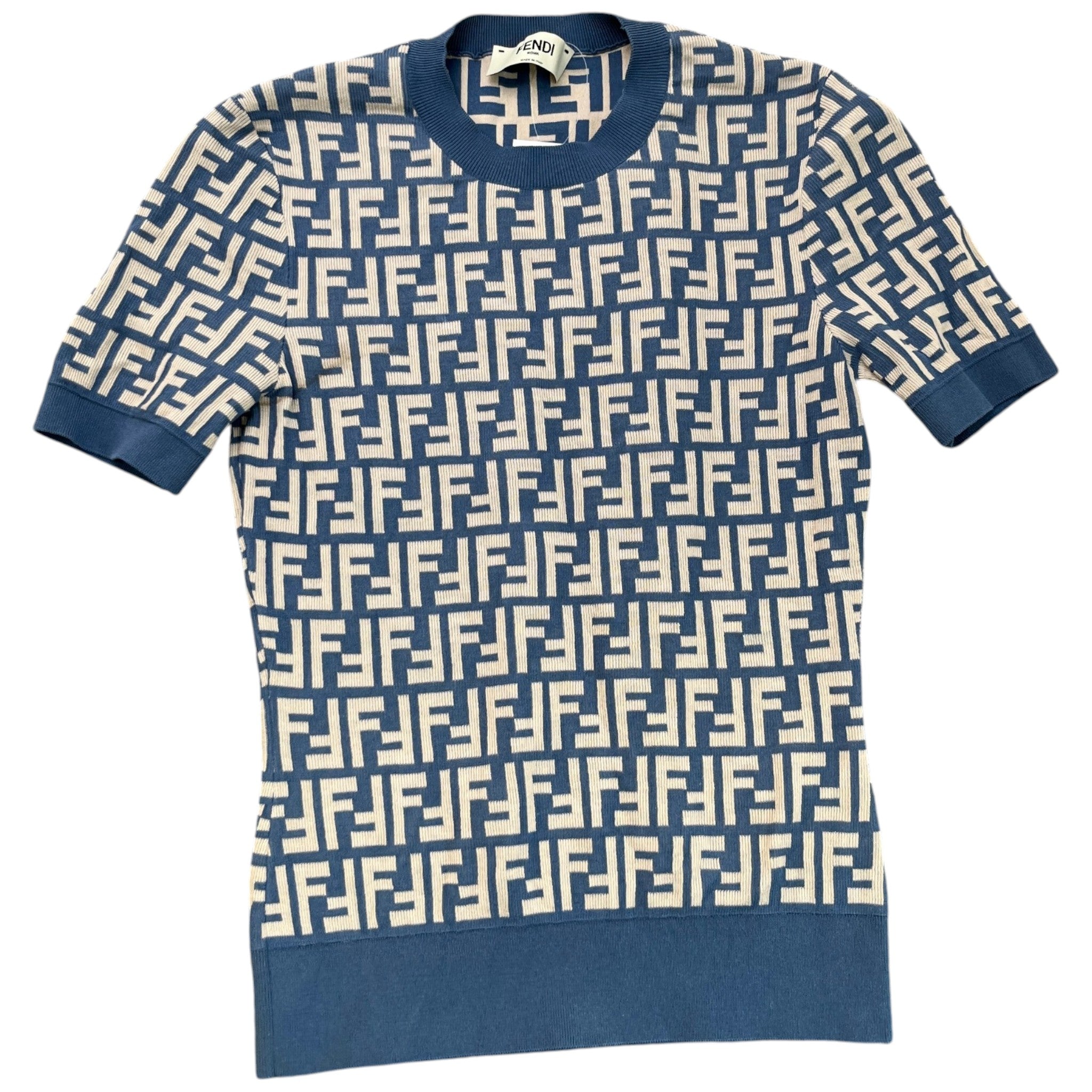 Women's Ff Jacquard Knit T-Shirt Blue Size S