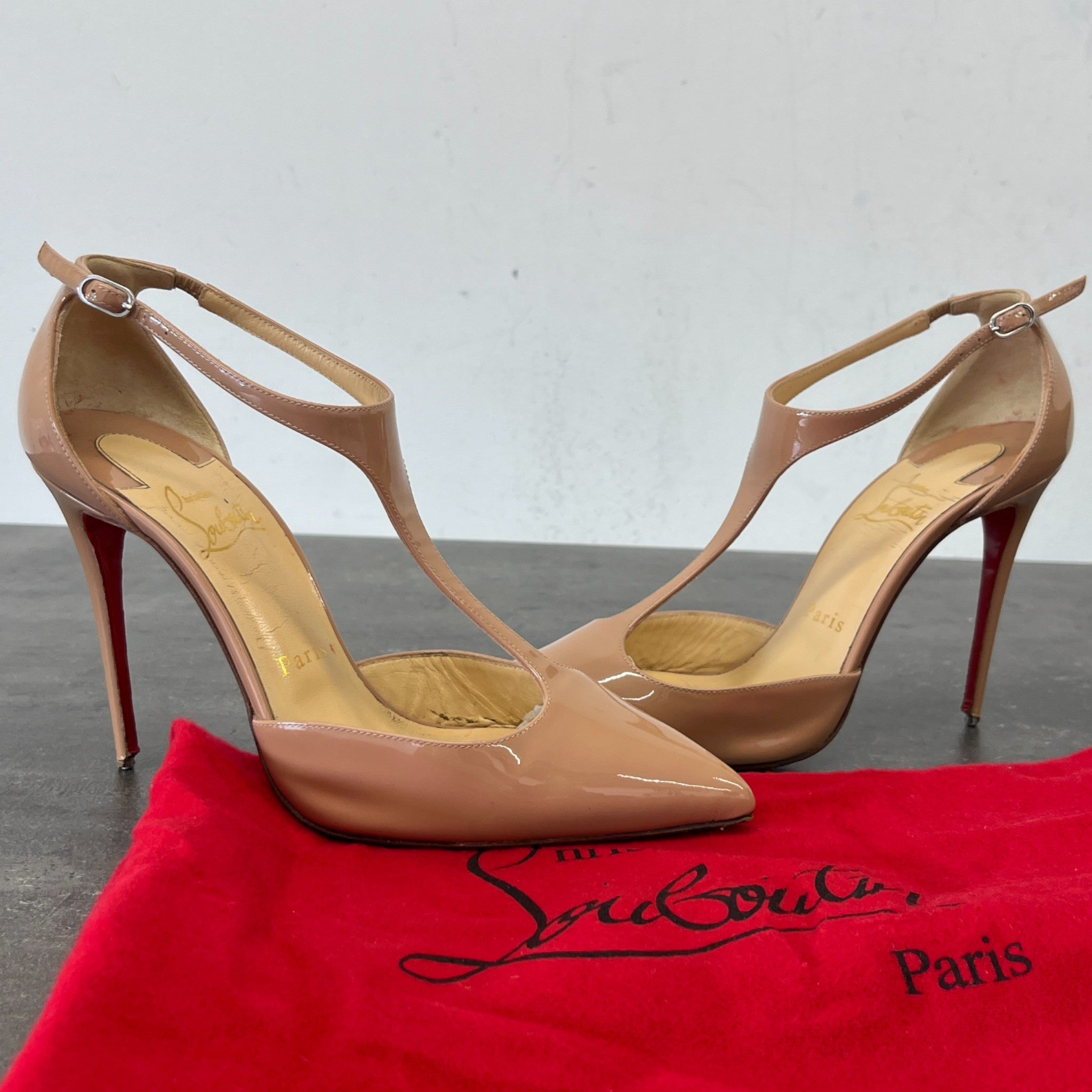 Women's T Bar Heels Nude Size EU 37 / UK 4