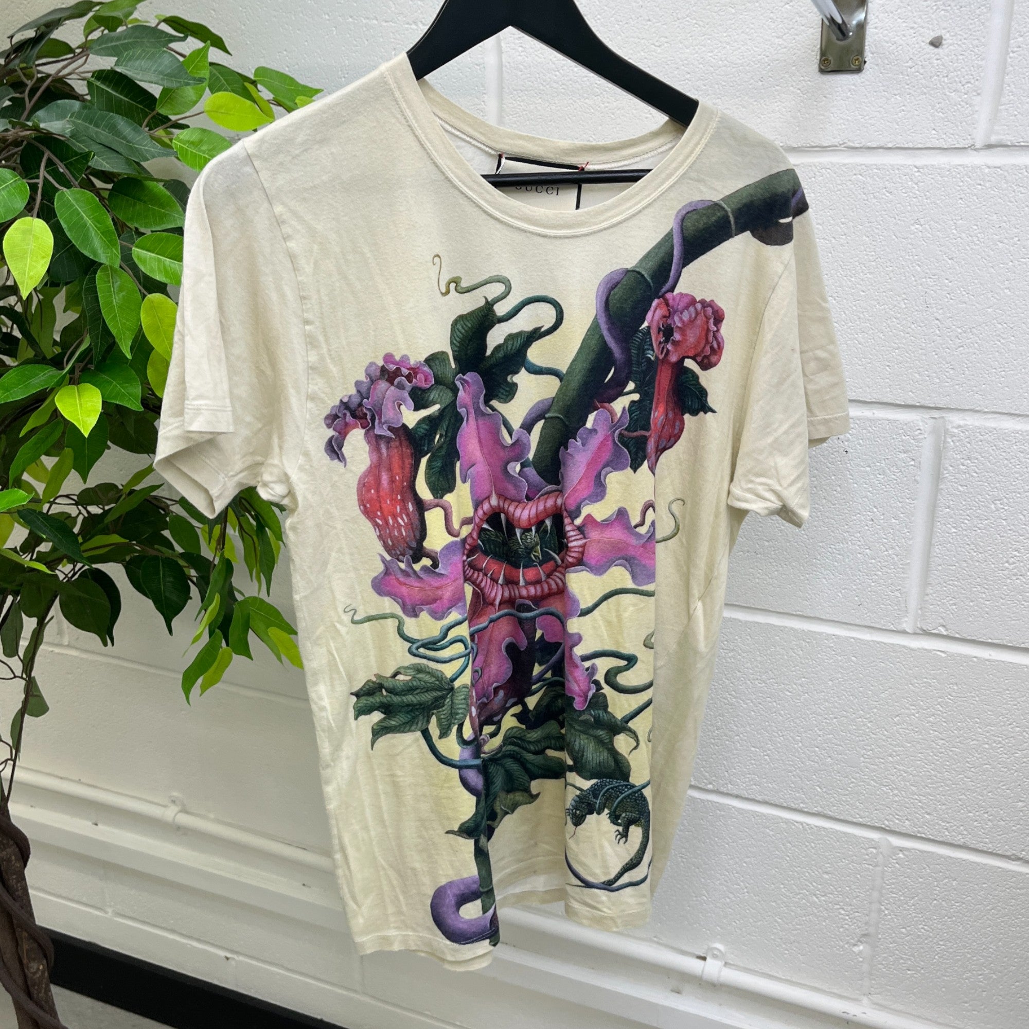 Men's Animal Print Graphic T-Shirt Cream Size S