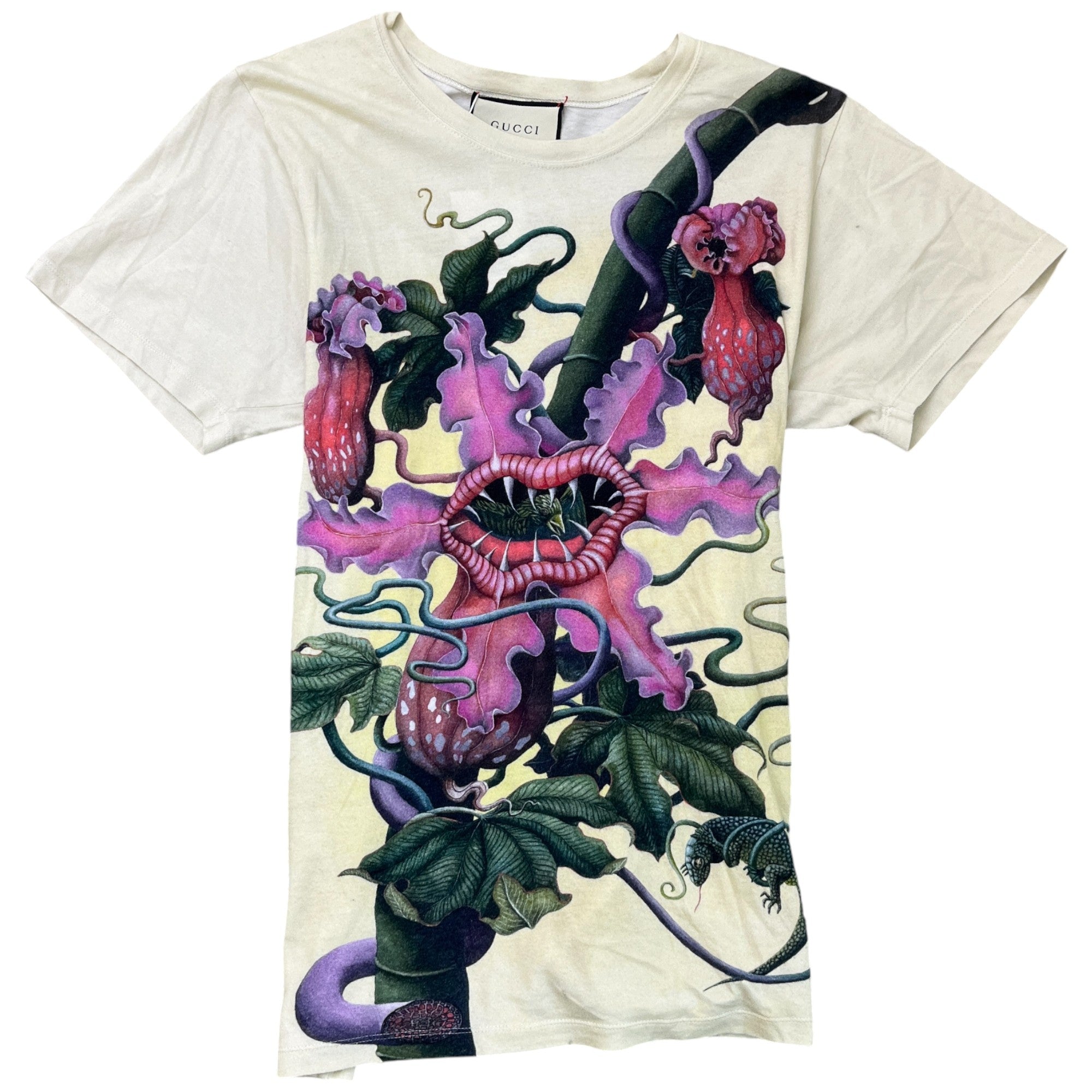 Men's Animal Print Graphic T-Shirt Cream Size S