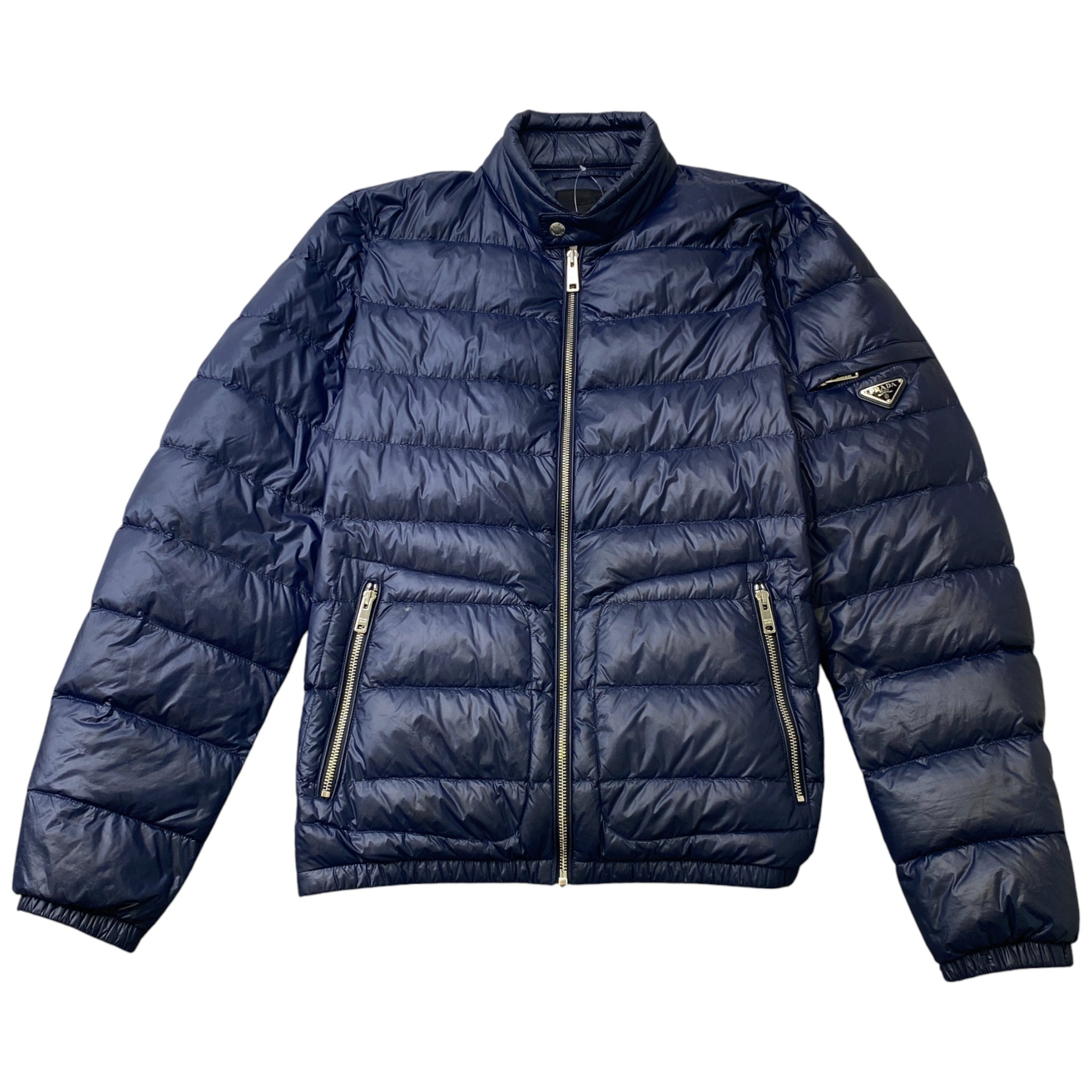 Men's Plaque Logo Down Jacket Navy Size IT 52 / XL