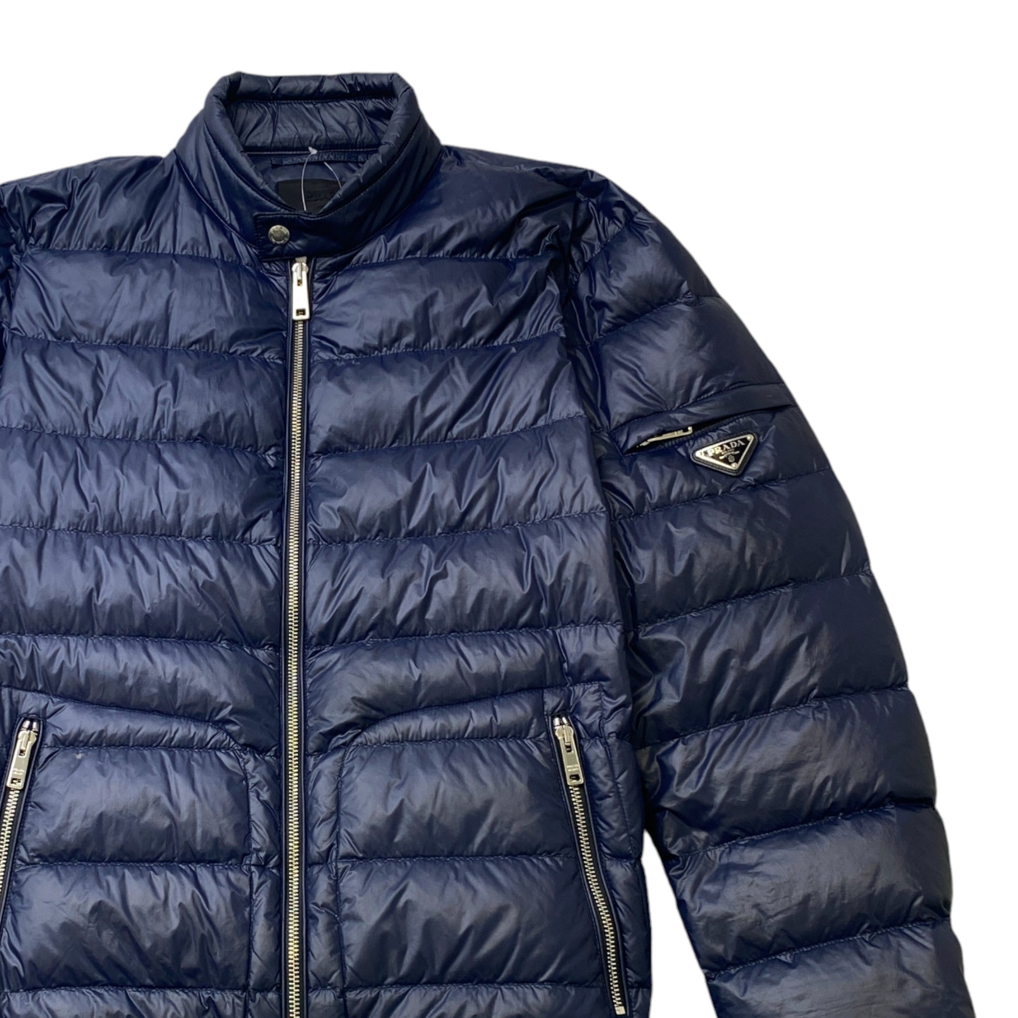 Men's Plaque Logo Down Jacket Navy Size IT 52 / XL