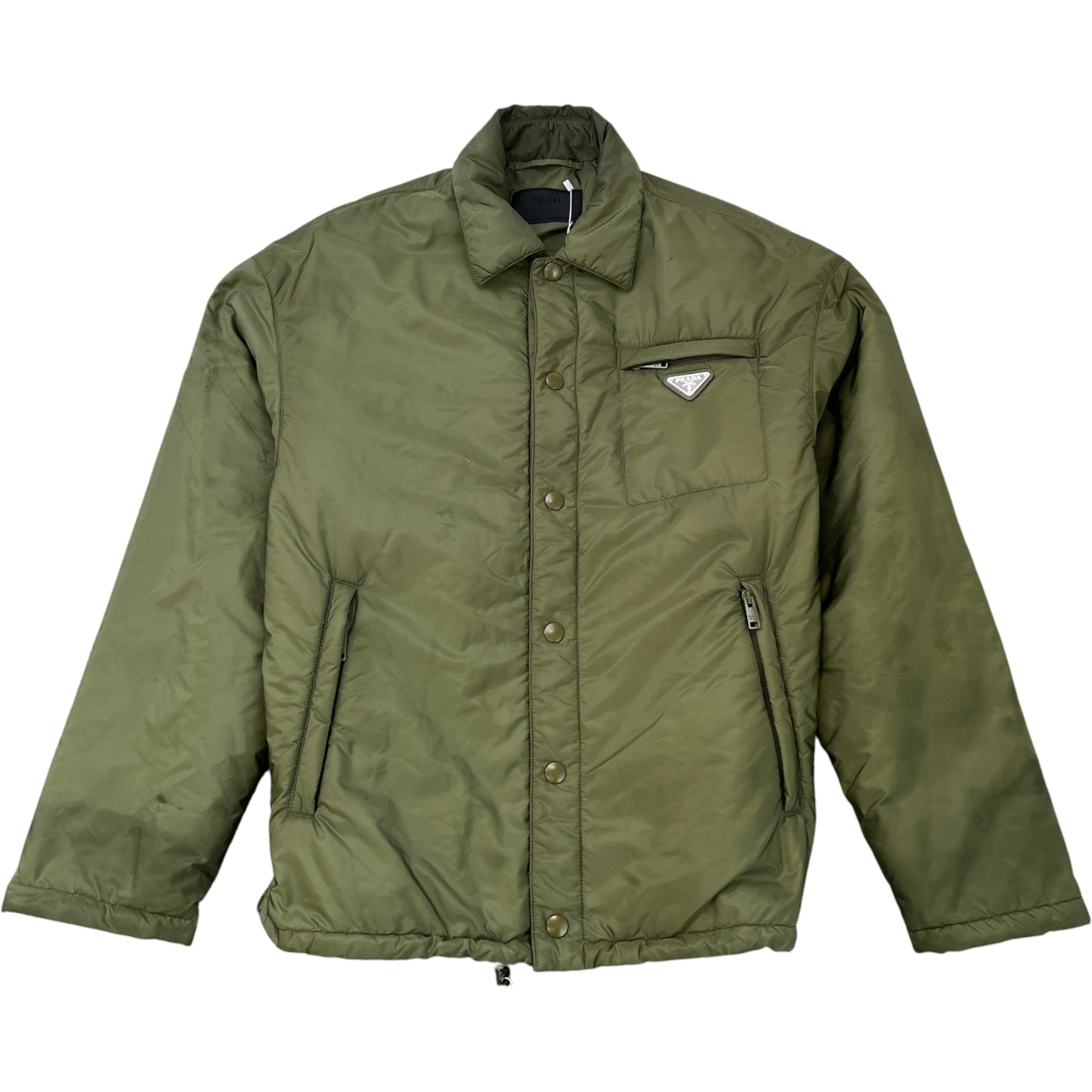 Men's Re-Nylon Plaque Logo Jacket Green Size S