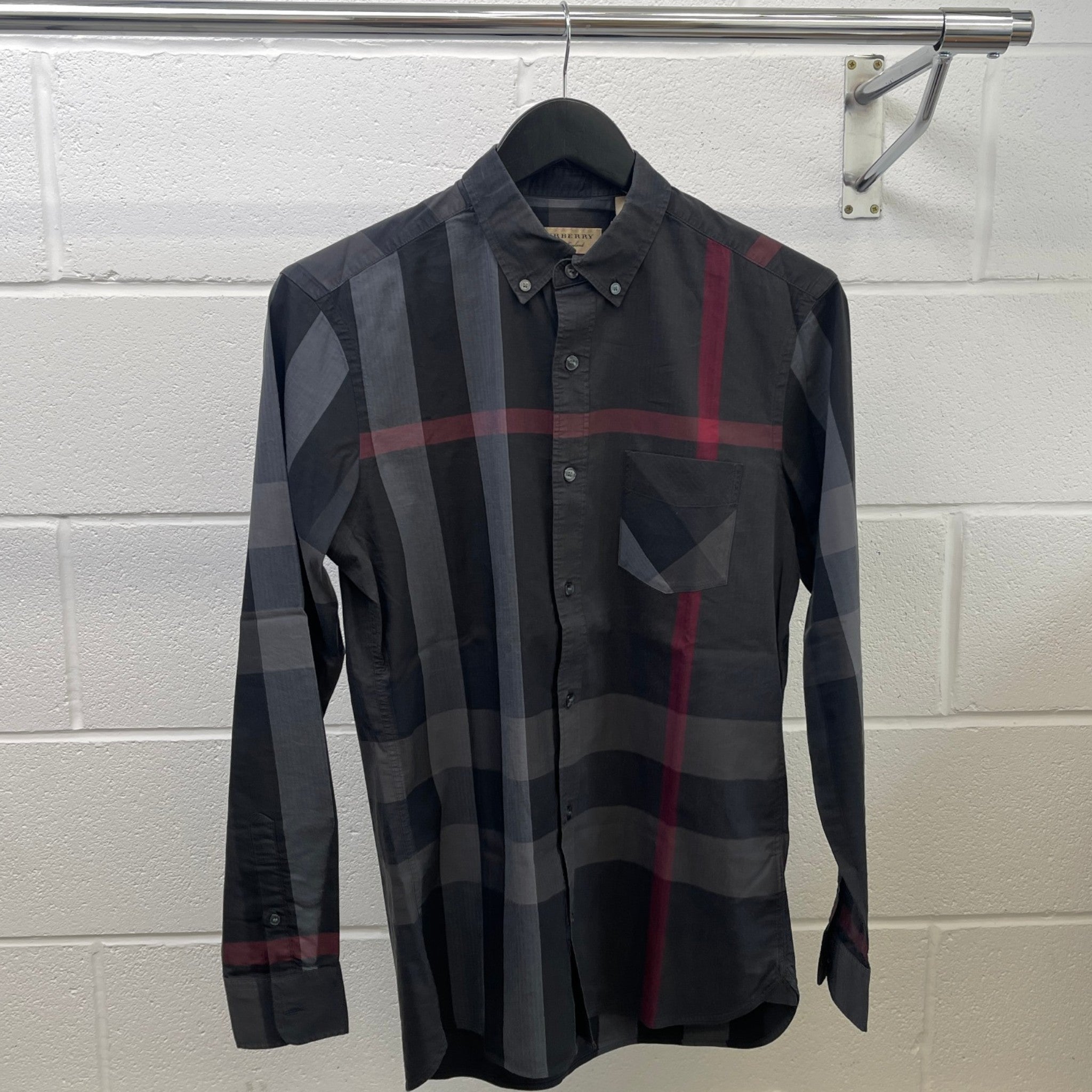 Men's Nova Check Long Sleeve Shirt Black Size S