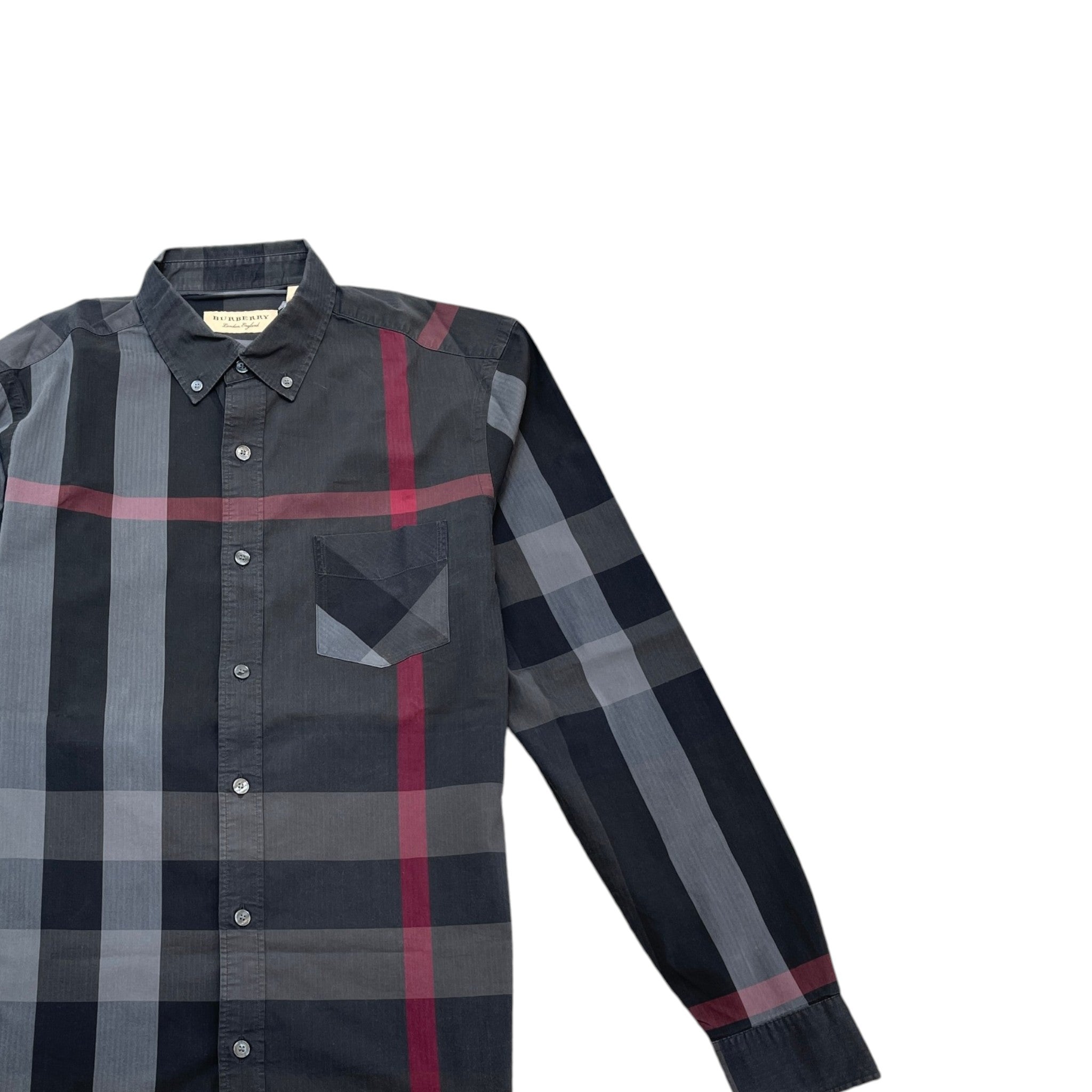 Men's Nova Check Long Sleeve Shirt Black Size S