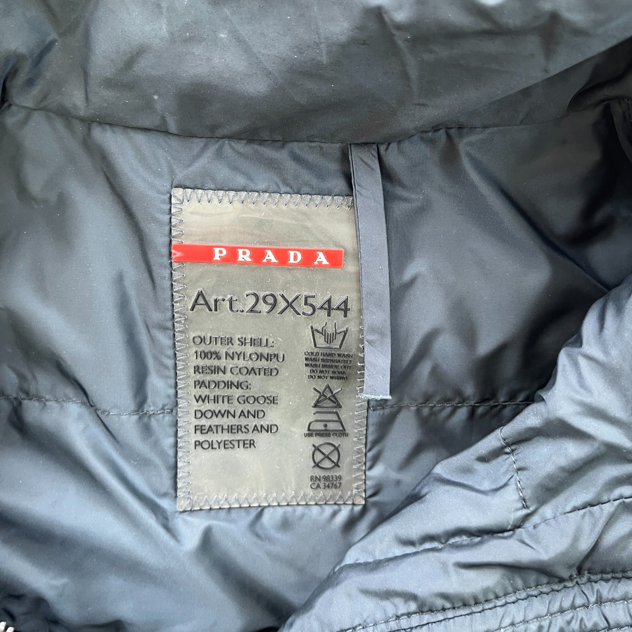 Women's Plaque Logo Re-Nylon Down Jacket Black Size IT 42 / UK 10