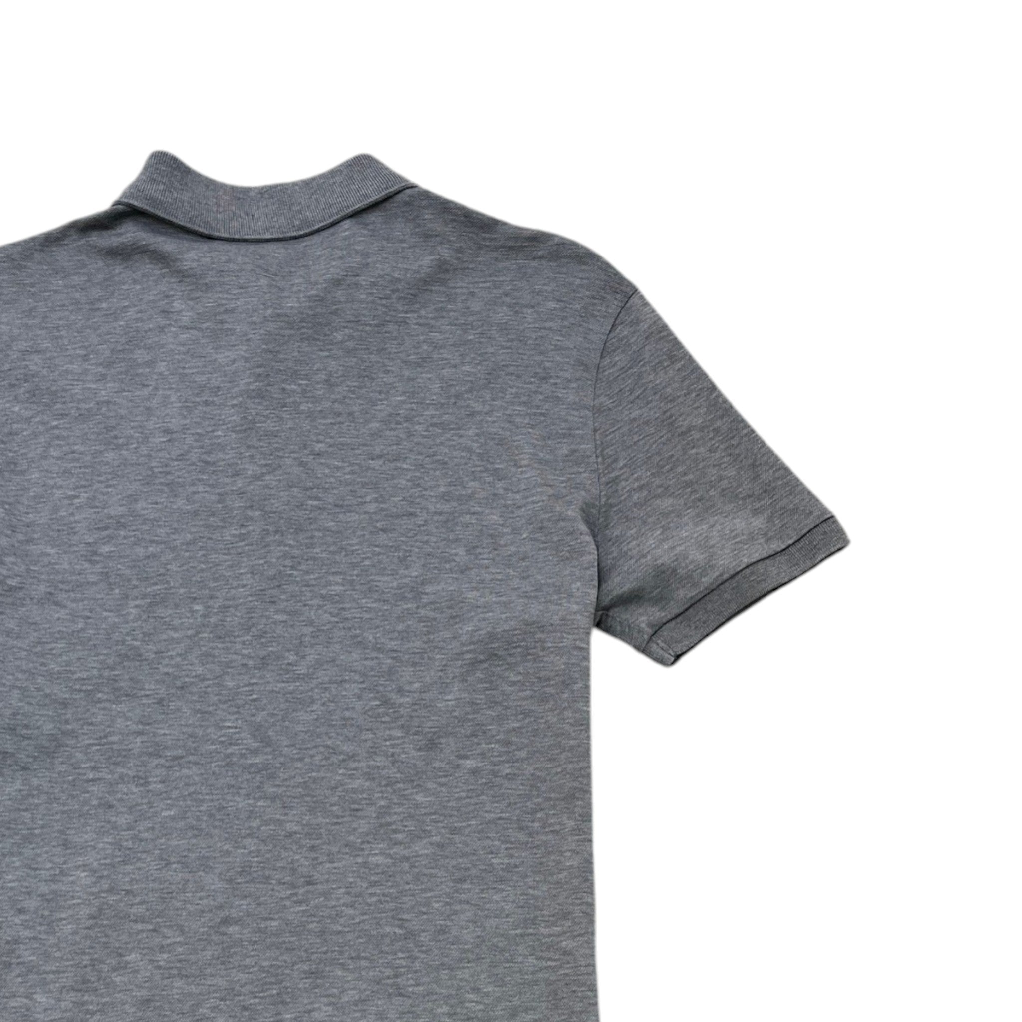 Men's Embroidered Circle Logo Polo Shirt Grey Size S