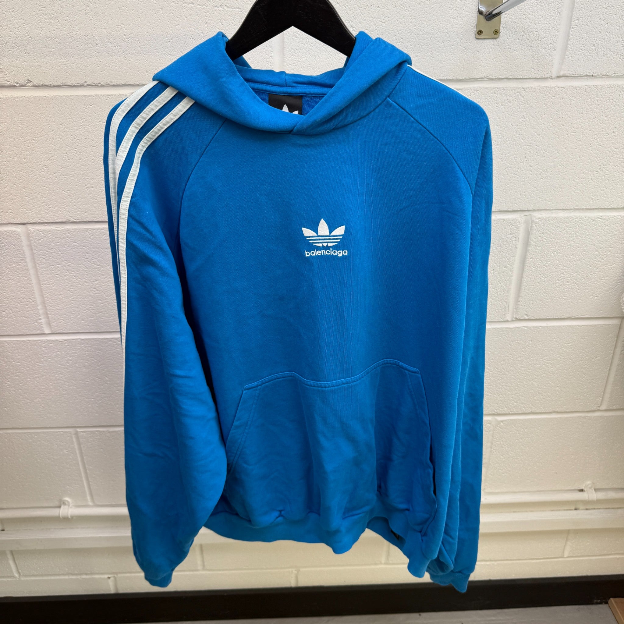 Men's X Adidas Embroidered Logo Hoodie Blue Size S