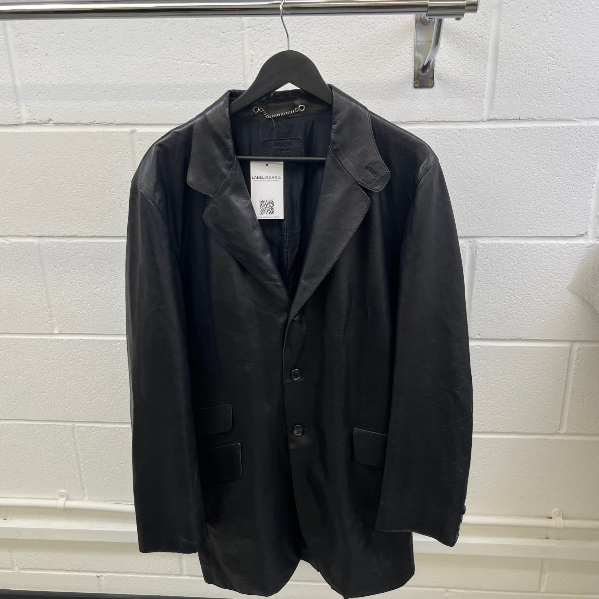 Men's Leather Blazer (Rrp £4150) Jacket Black Size IT 52 / XL