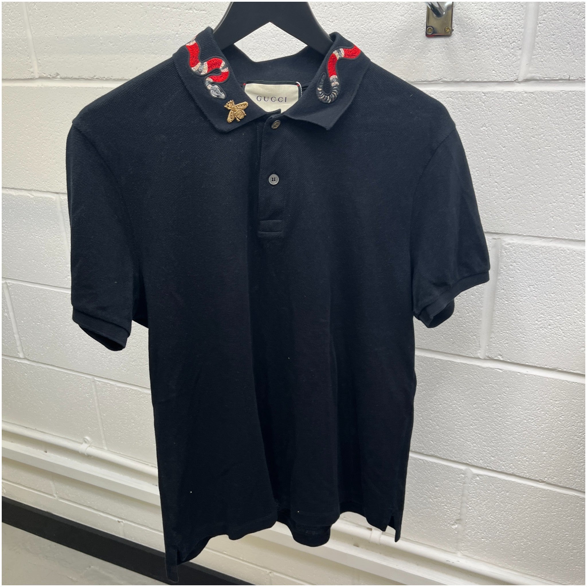 Men's Kingsnake Collar Polo Shirt Black Size XL