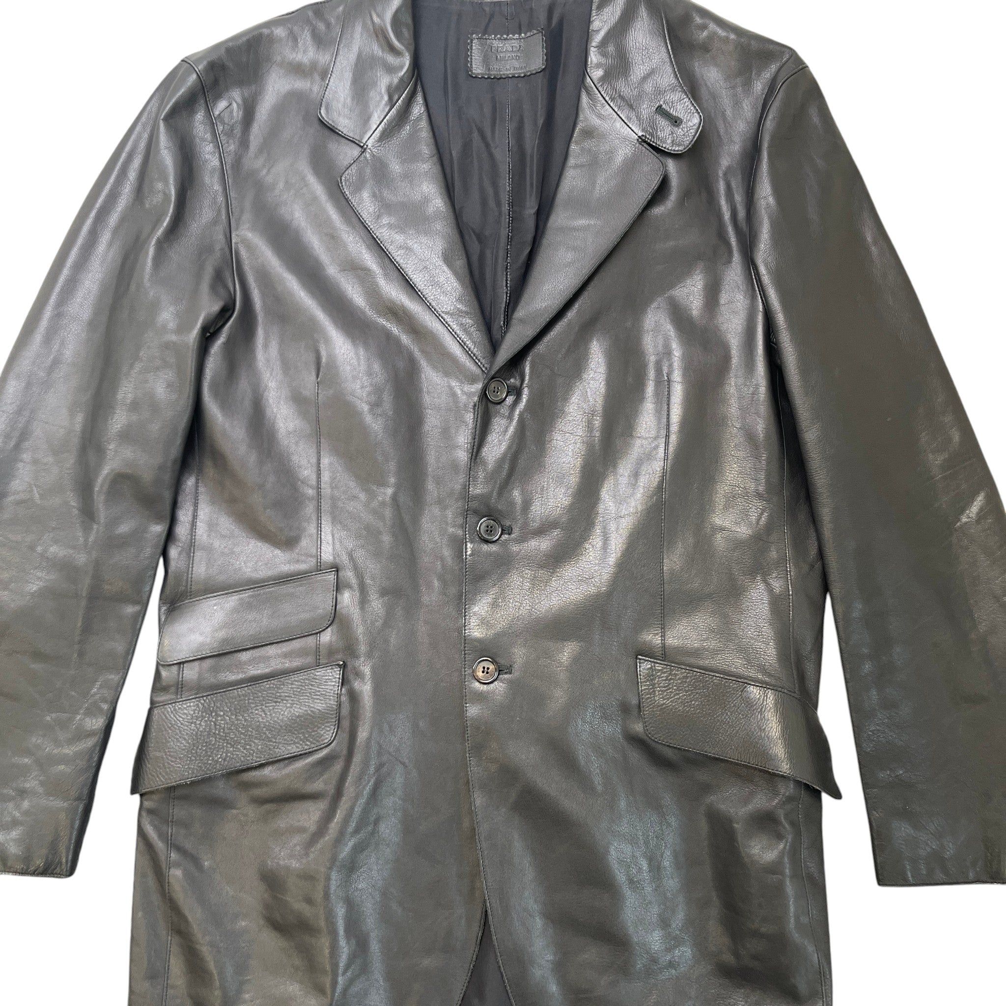Men's Leather Blazer (Rrp £4150) Jacket Black Size IT 52 / XL