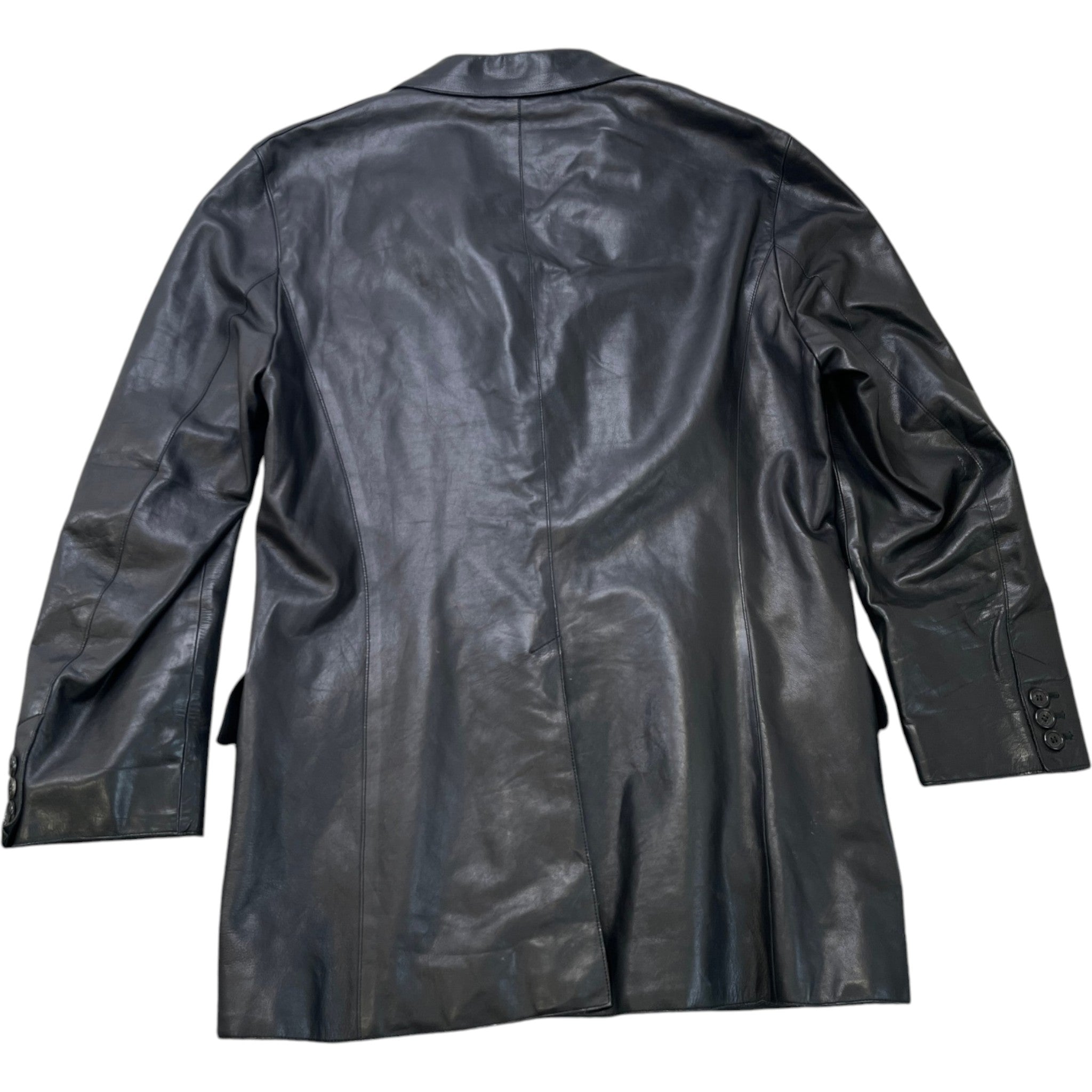 Men's Leather Blazer (Rrp £4150) Jacket Black Size IT 52 / XL