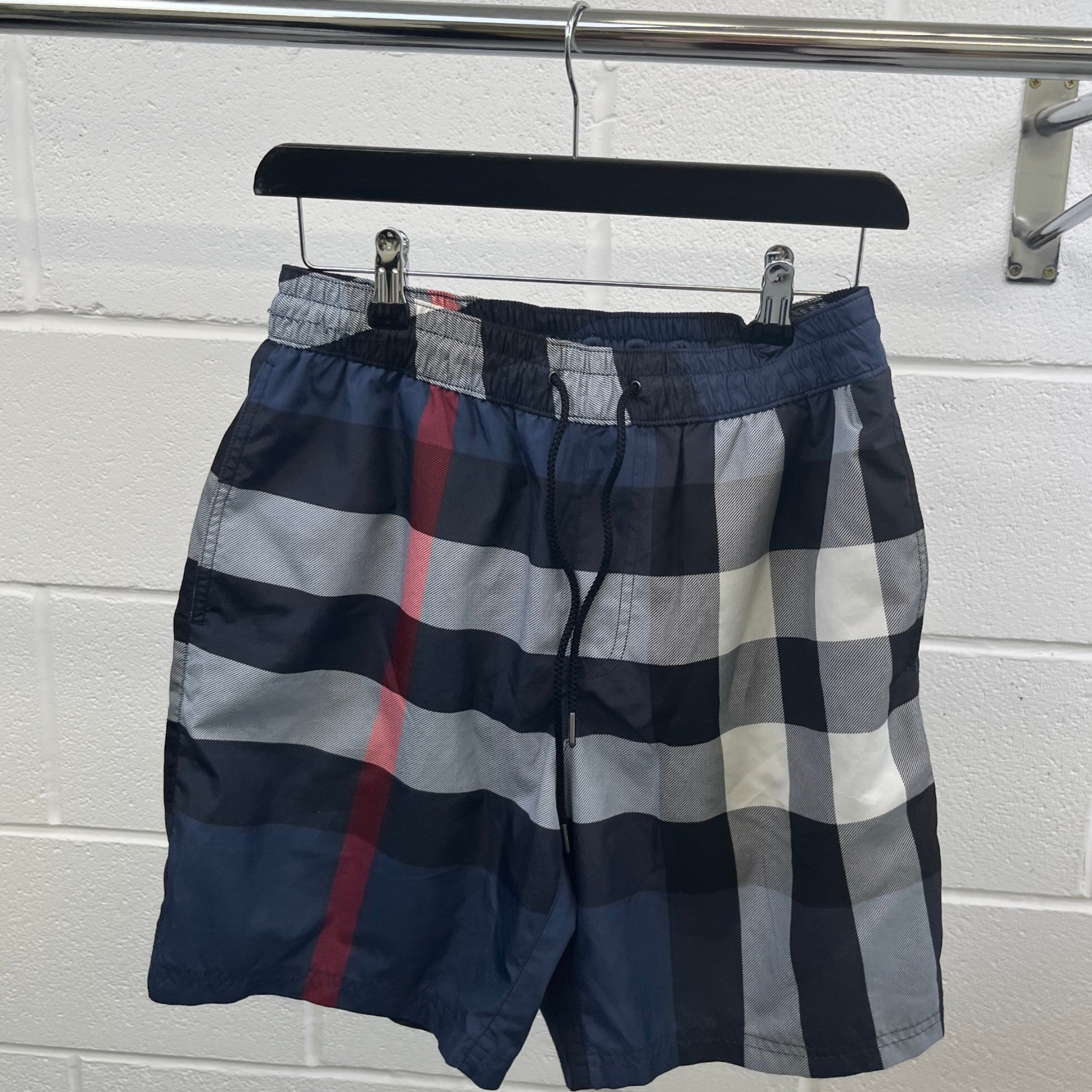 Men's Nova Check Swim Shorts Navy Size S