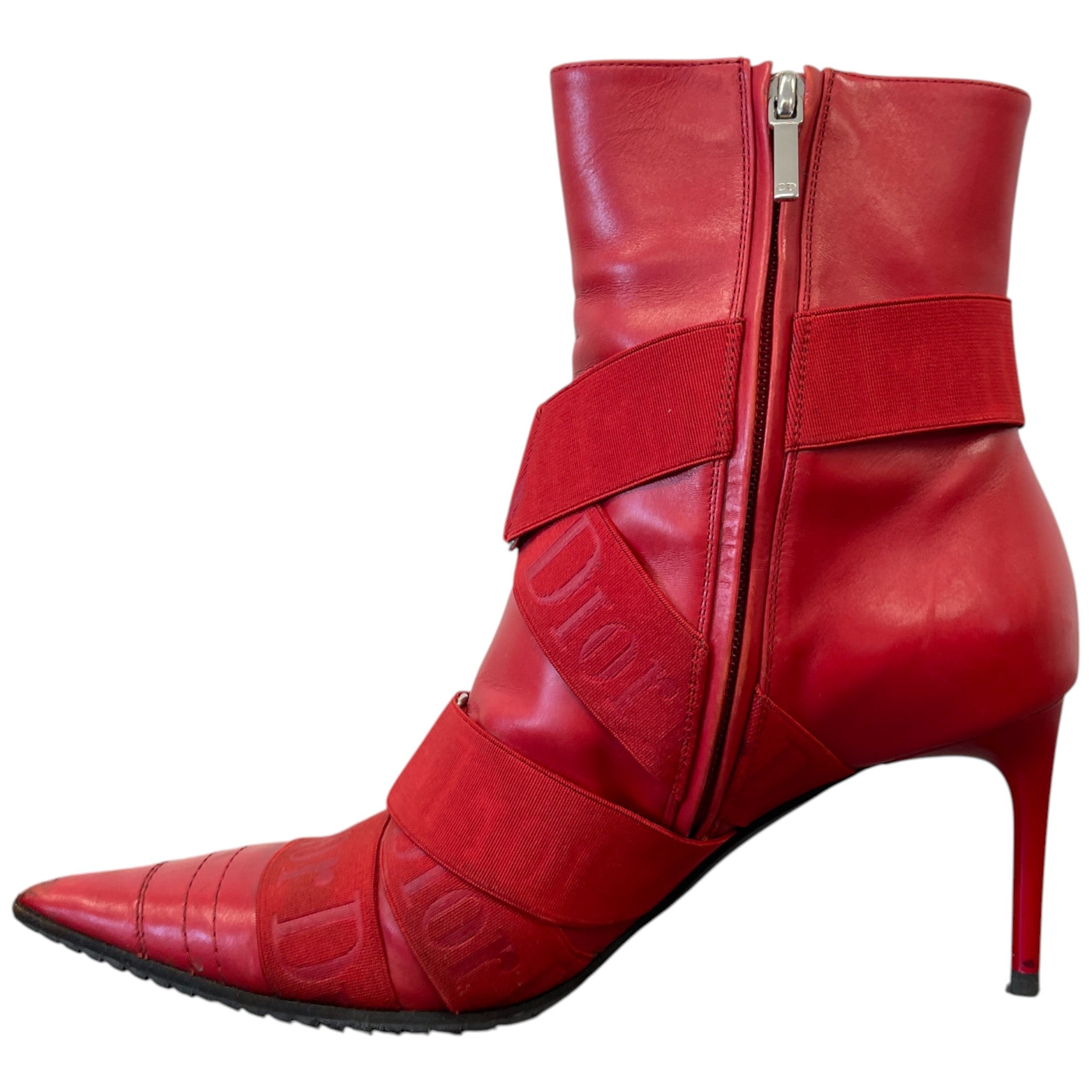 Women's Buckle Heeled Ankle Boots Red Size EU 36 / UK 3