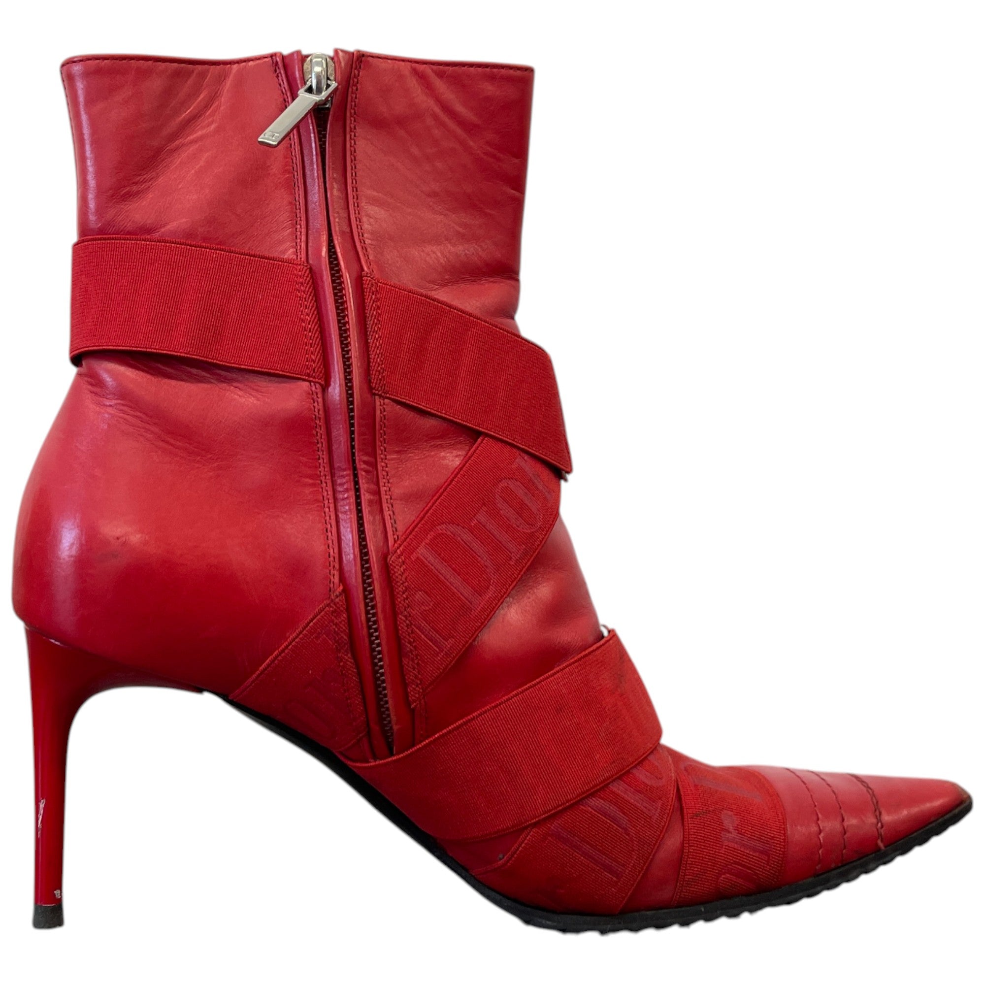 Women's Buckle Heeled Ankle Boots Red Size EU 36 / UK 3