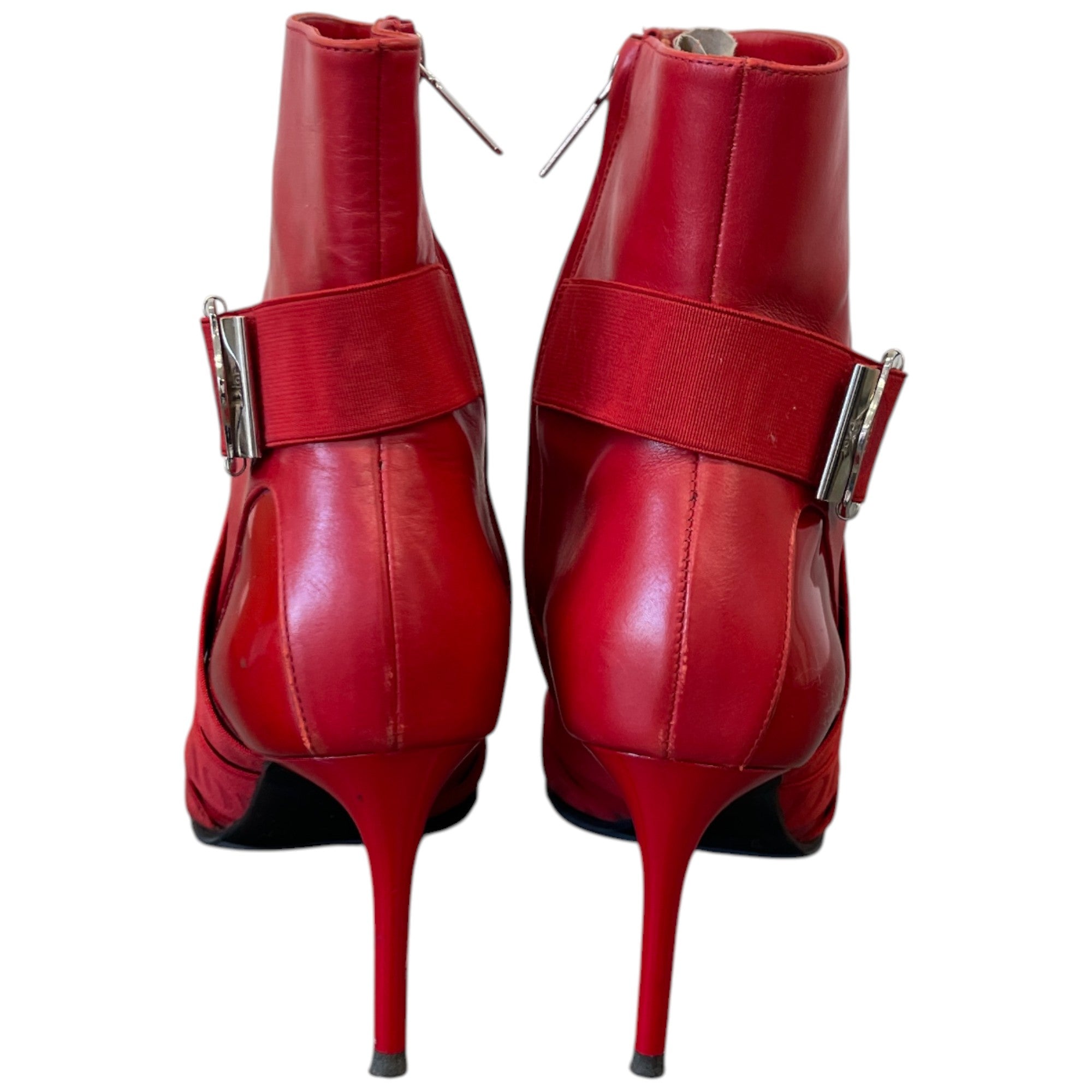 Women's Buckle Heeled Ankle Boots Red Size EU 36 / UK 3