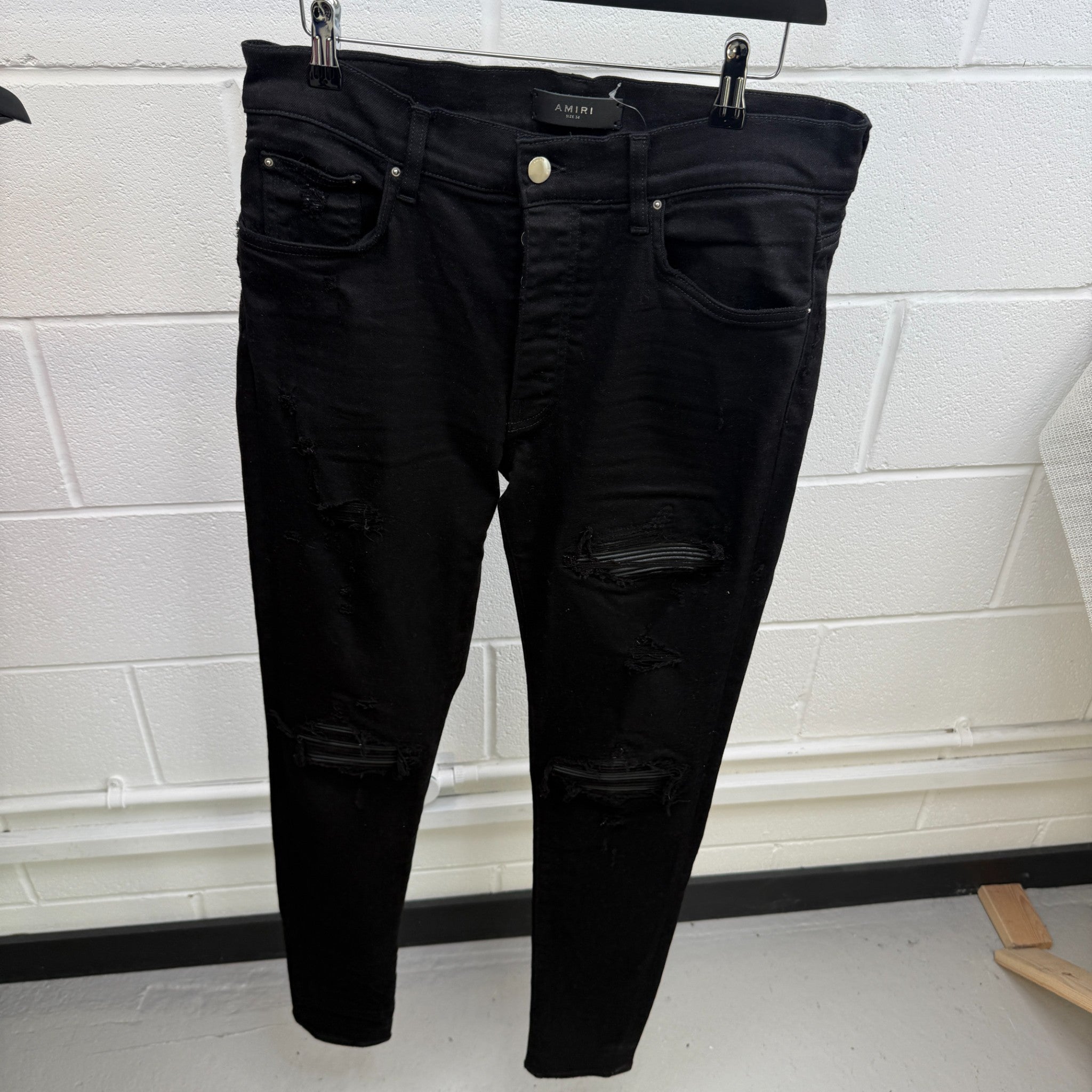 Men's Distressed Jeans Black Size Waist 34"