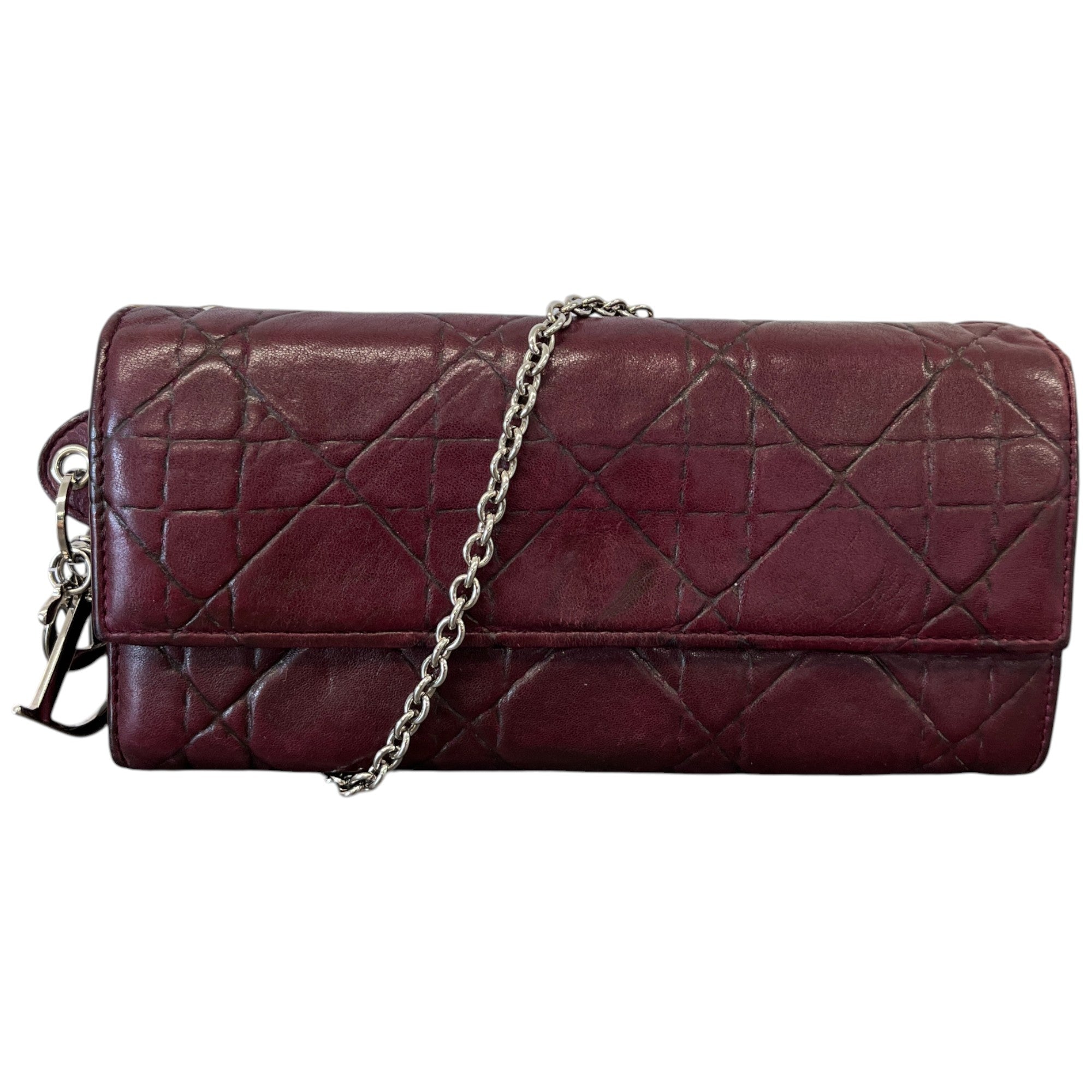 Women's Lady Dior Cannage Wallet On Chain Bag Burgundy