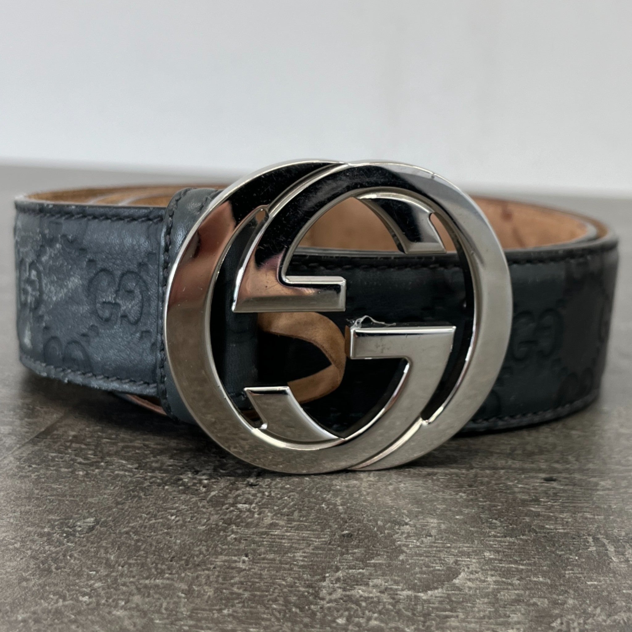 Men's Gg Supreme Belt Grey Size Waist 30"